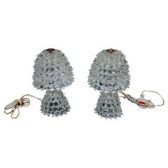 Pair of Italian Murano “Rostrato” Glass Table Lamps by Ercole Barovier, 1940s