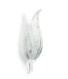 Pair of Italian Murano Silver Dusted Glass Leaf Wall Sconces