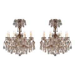 Pareja de arañas italianas de cristal y metal