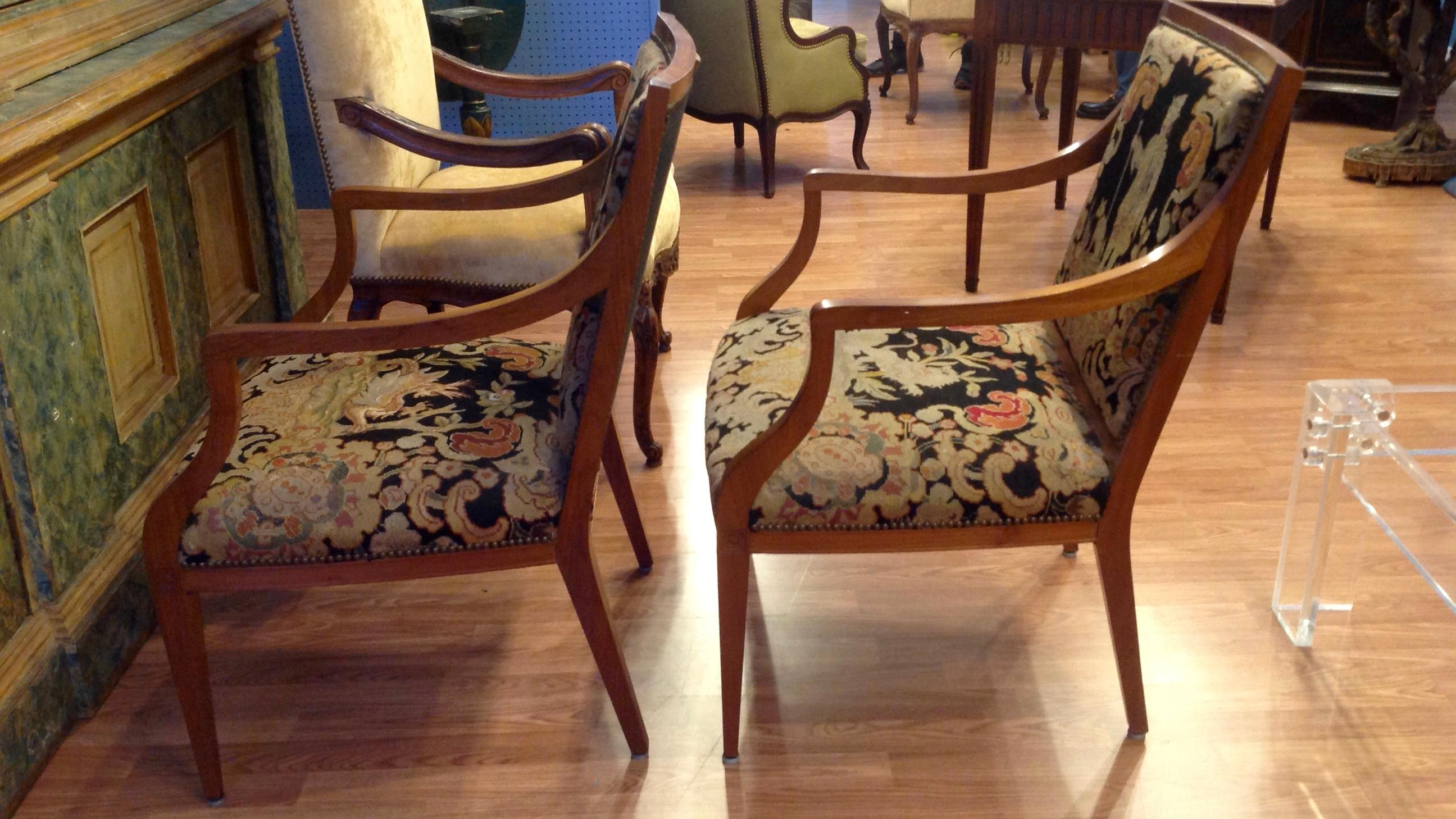 Pair of Italian Neoclassic Armchairs In Good Condition In West Palm Beach, FL