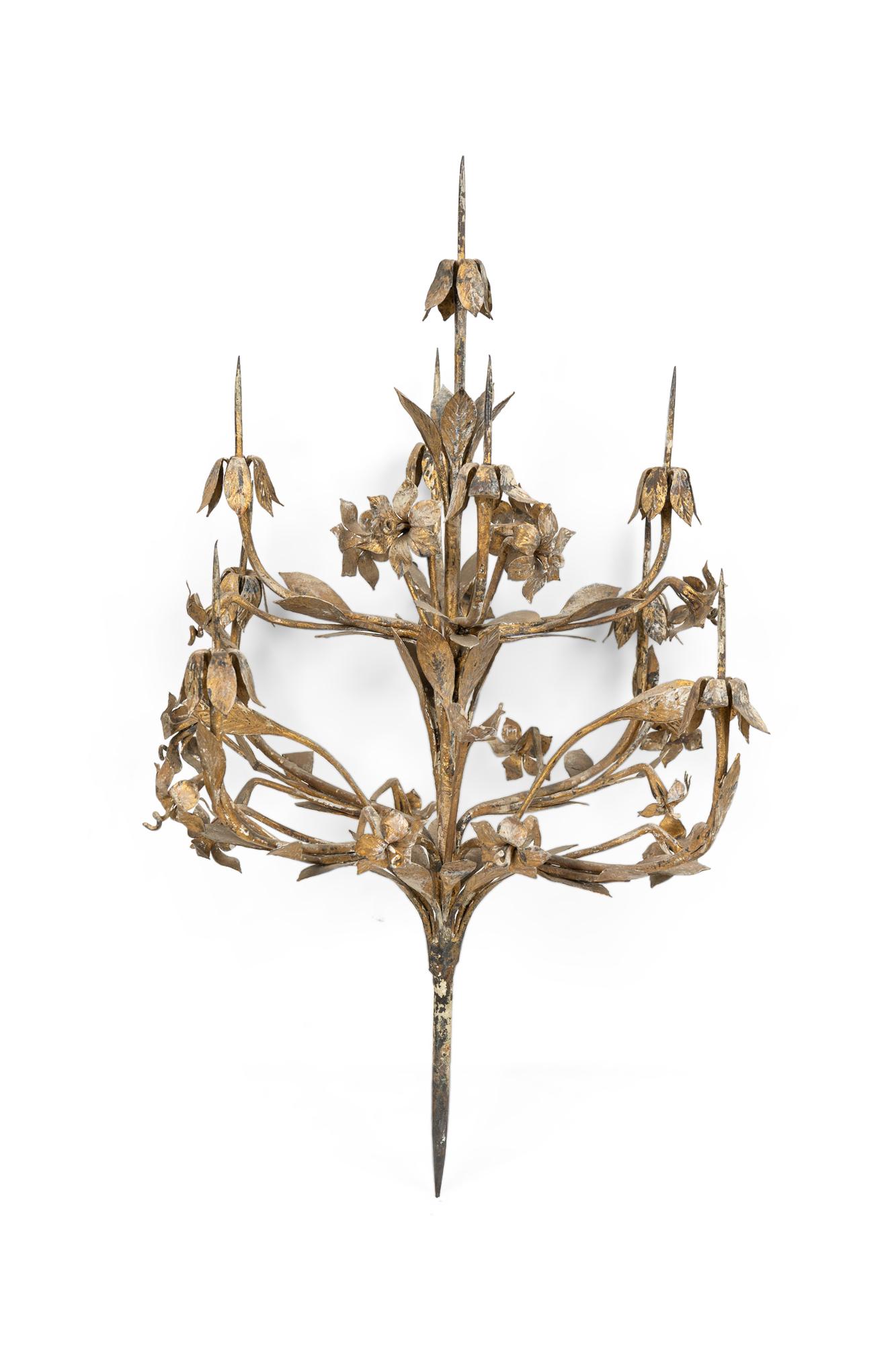 Neoclassical Pair of Italian Neo-Classic Baroque Painted and Tole Candelabra For Sale