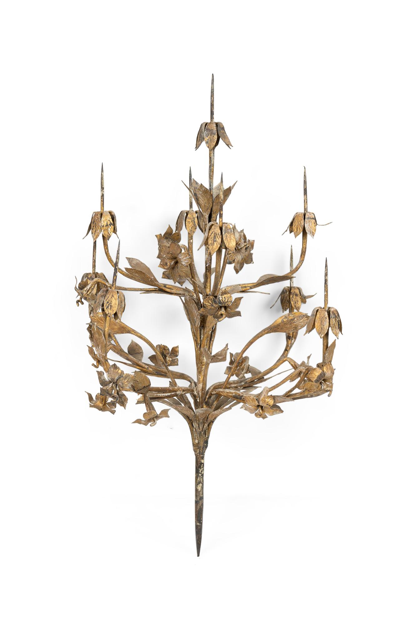 20th Century Pair of Italian Neo-Classic Baroque Painted and Tole Candelabra For Sale