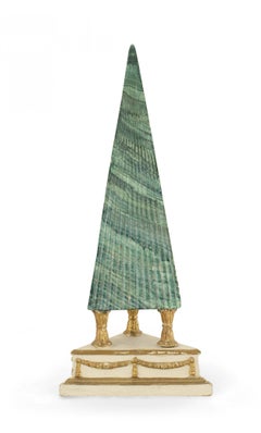 Pair of Italian Neo-Classic Faux Malachite Obelisks