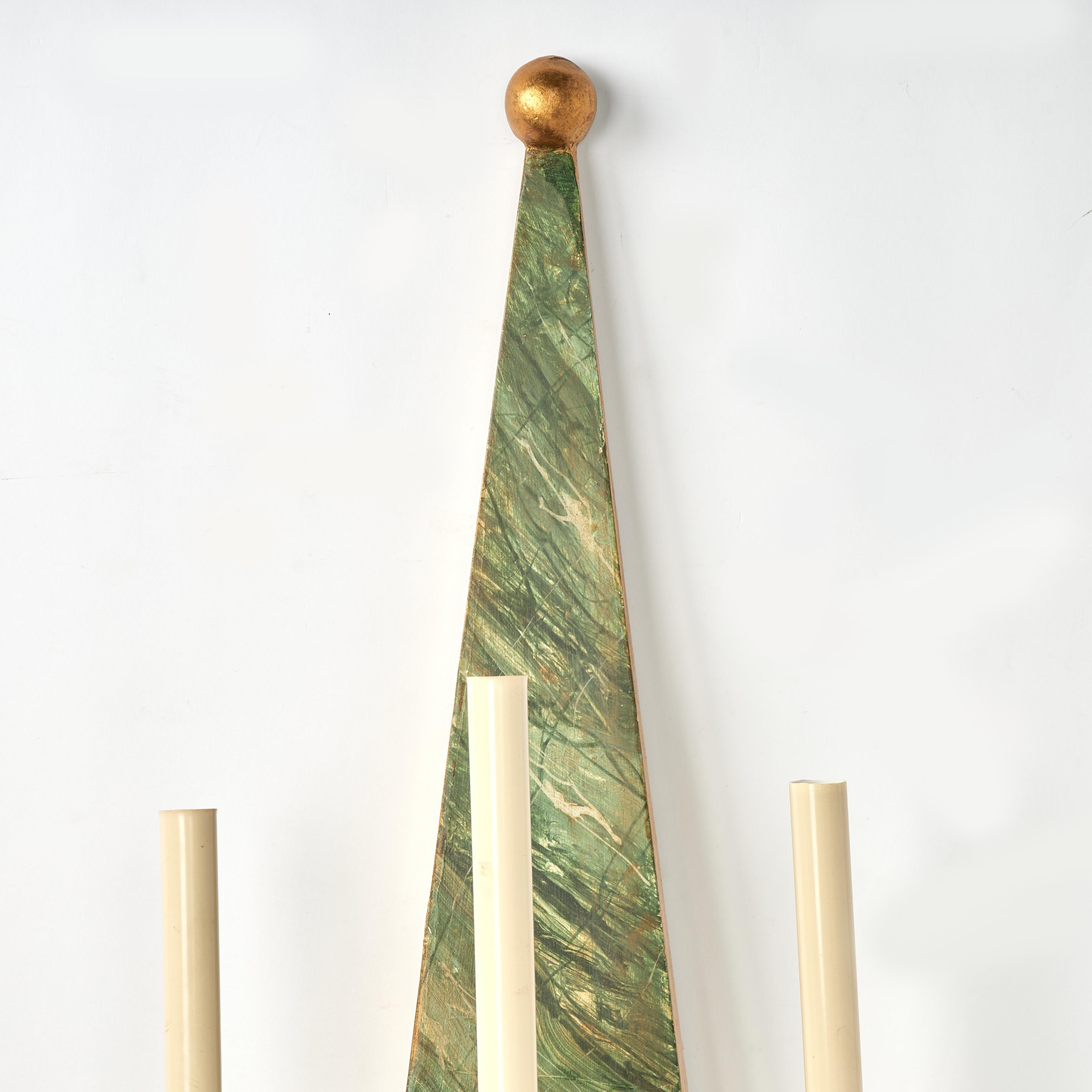 Néoclassique Paire d'appliques murales italiennes néo-classiques en faux bois de malachite en vente