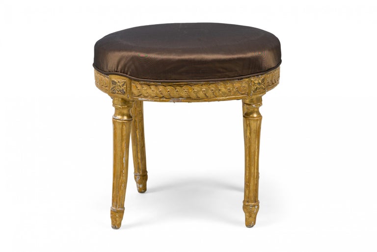 Pair of Italian Neo-Classic Giltwood Upholstered Taborets / Benches ...