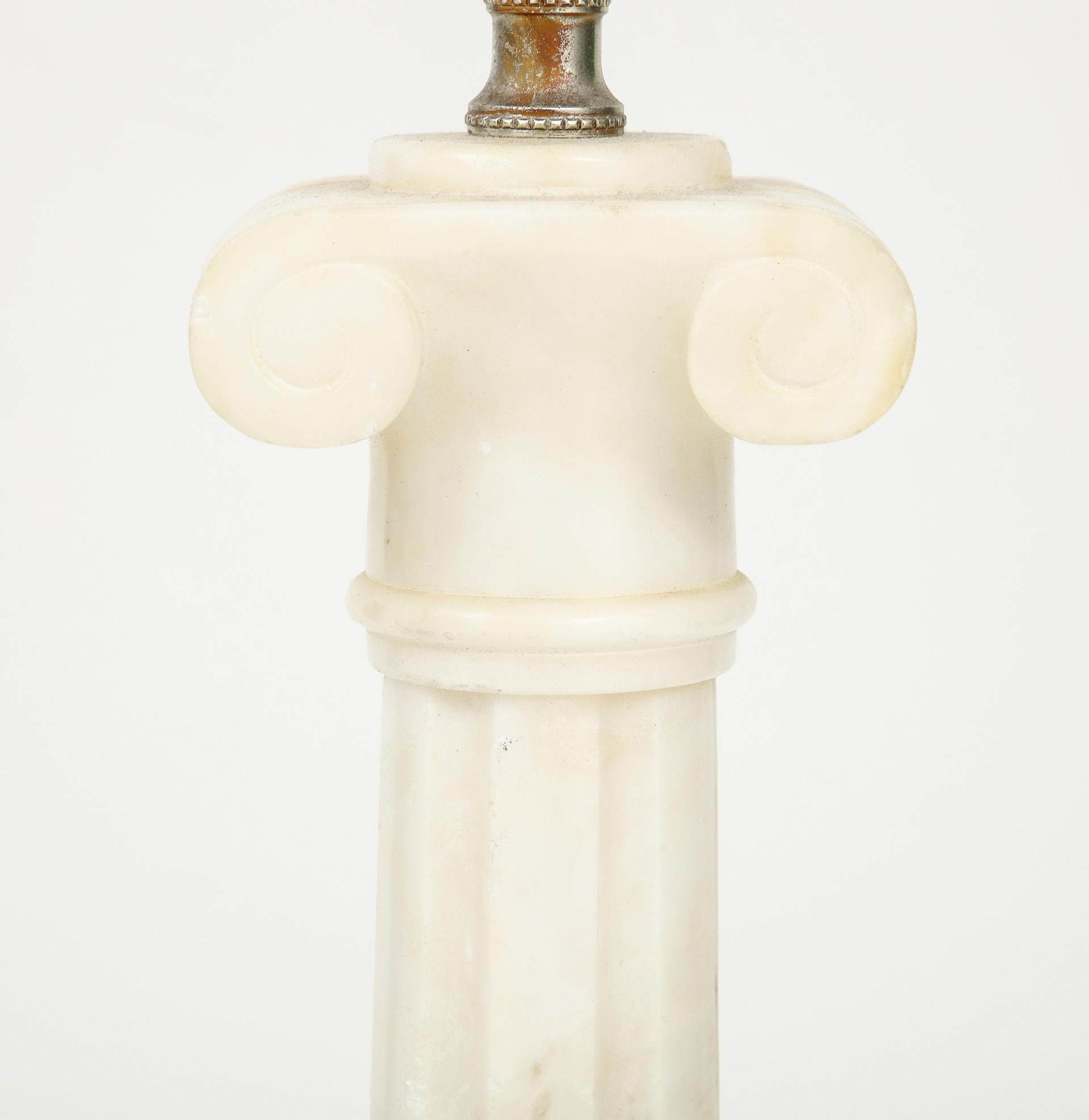 20th Century Pair of Italian Neo-classic Marble Column Lamps For Sale