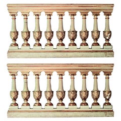 Pair of Italian Neo-Classic Style White and Gold Railings