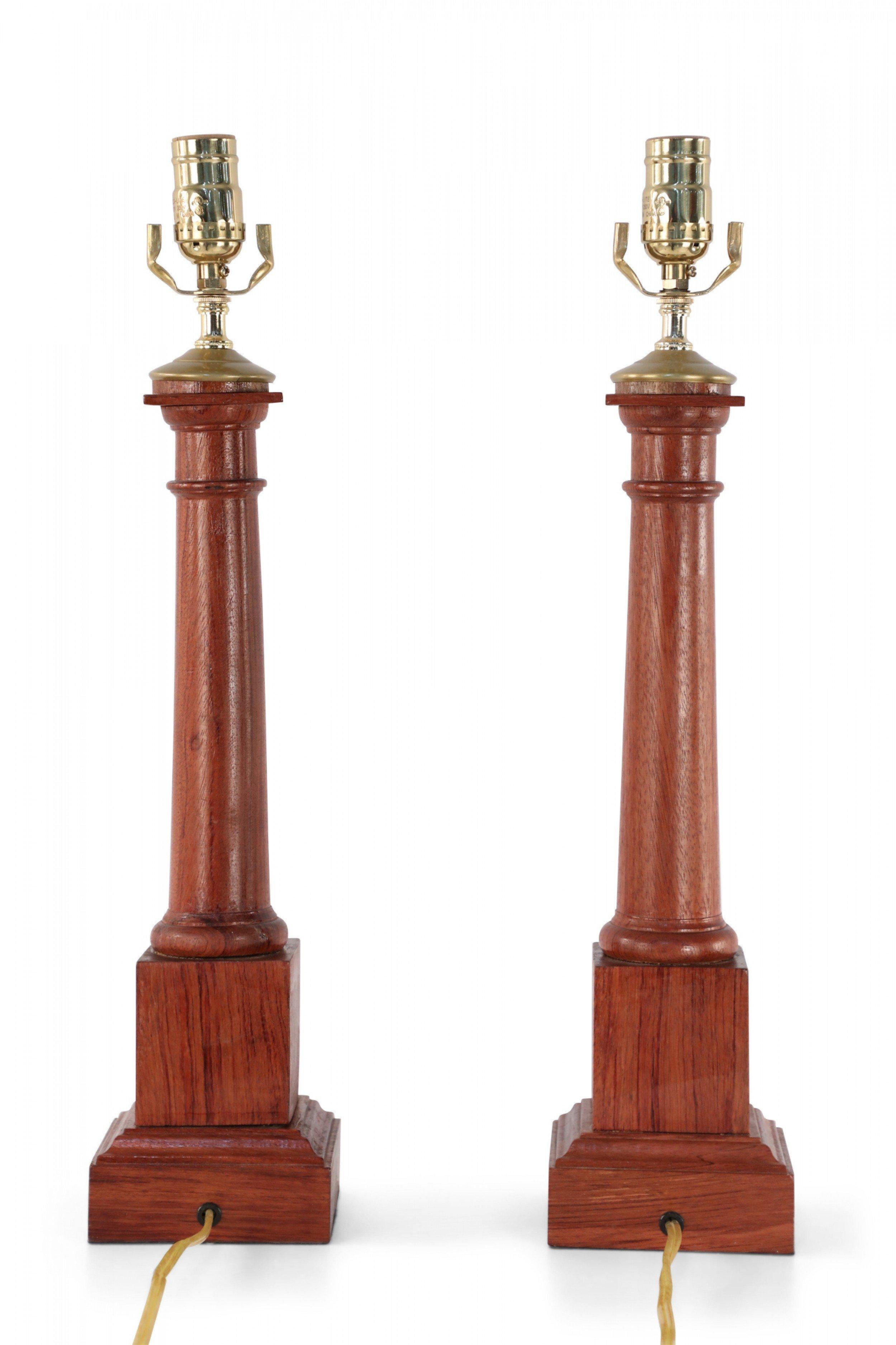 Neoclassical Pair of Italian Neo-Classic Style Wooden Column Table Lamps