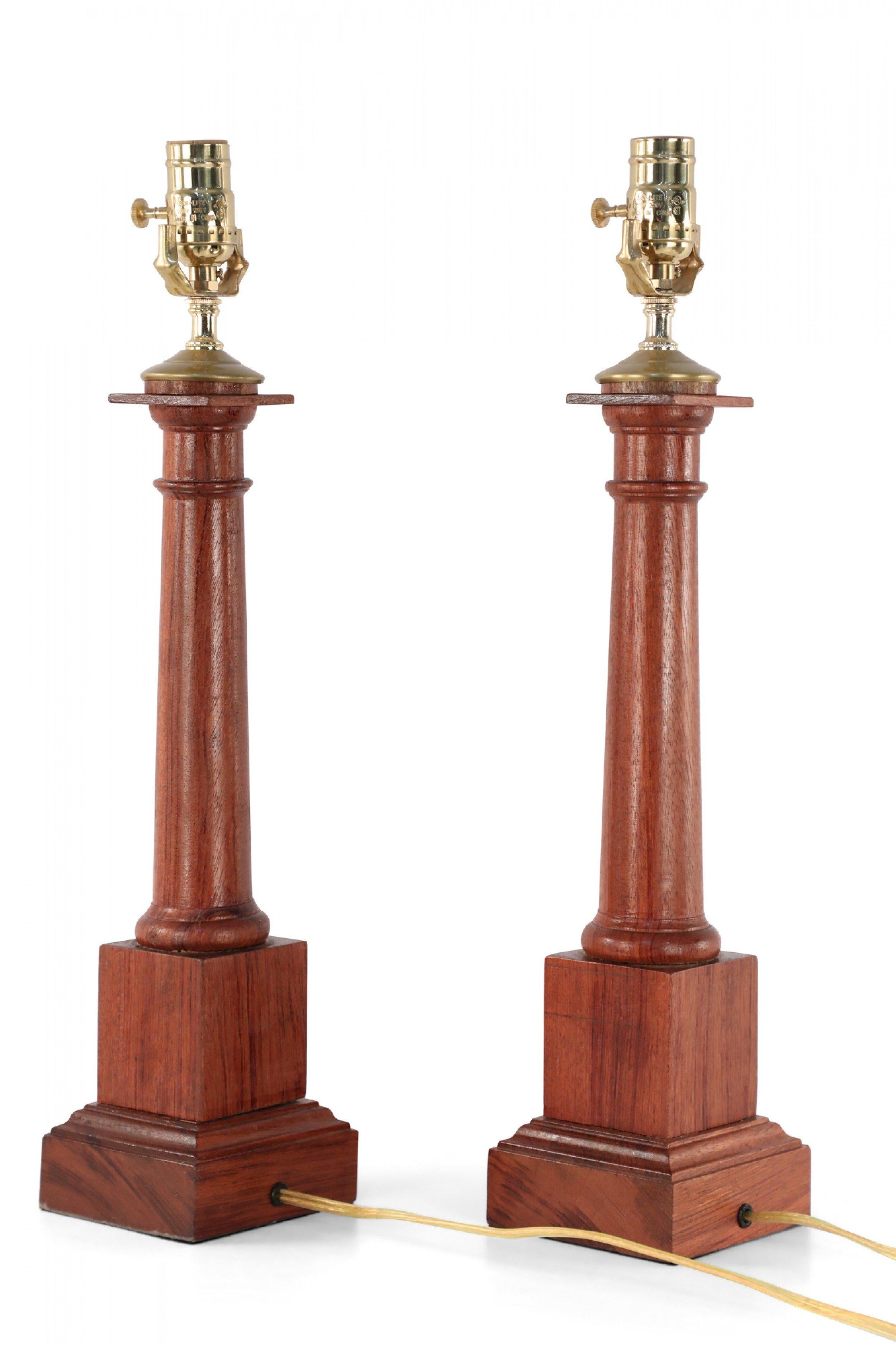 Unknown Pair of Italian Neo-Classic Style Wooden Column Table Lamps