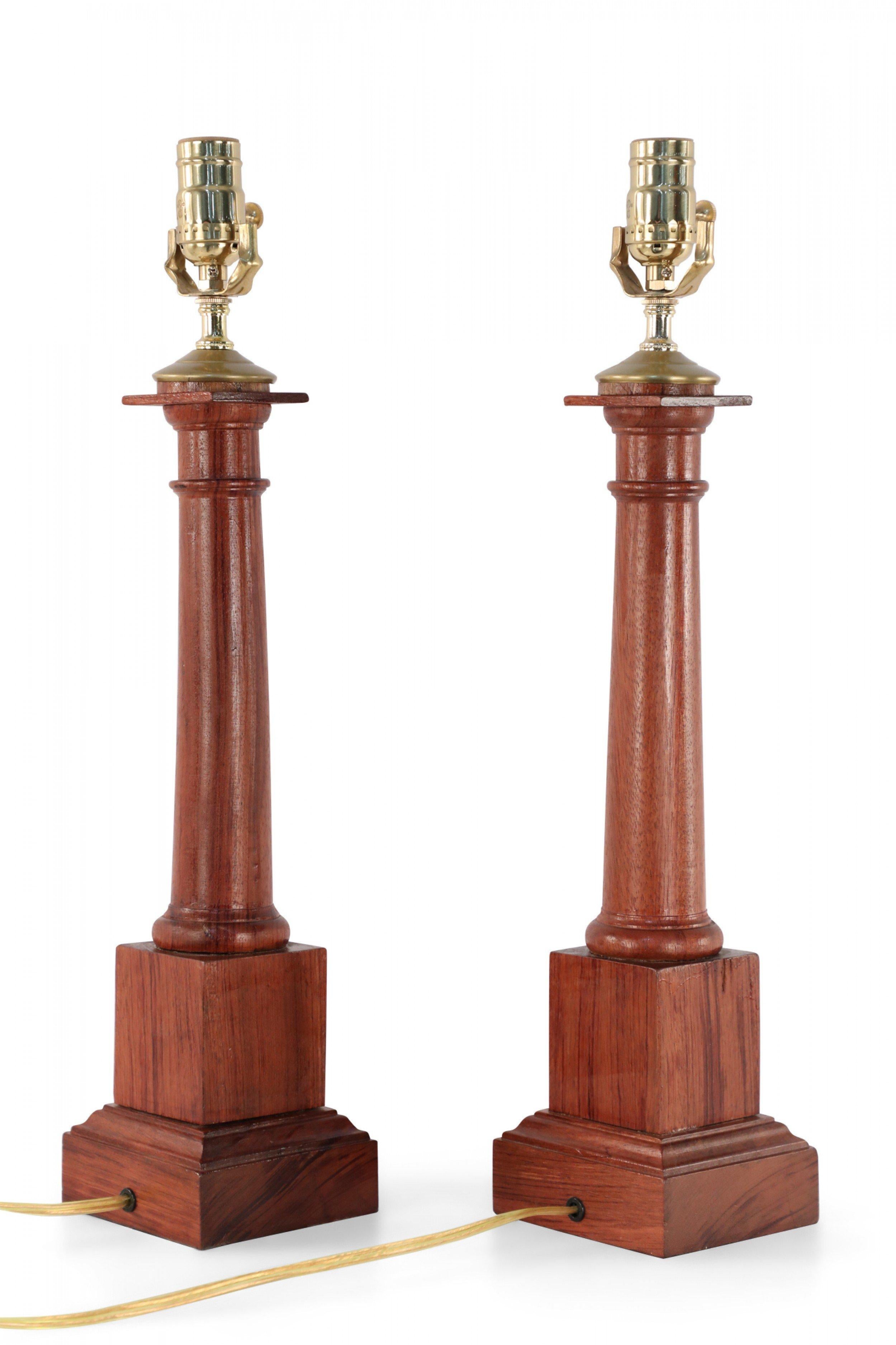 Pair of Italian Neo-Classic Style Wooden Column Table Lamps 2