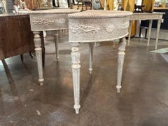 Pair of Italian Neo-Classical Carved and Painted Console Tables