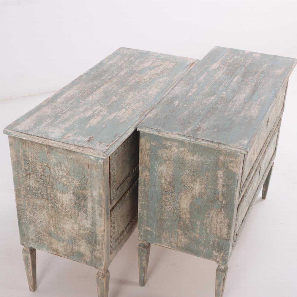 Wood Pair of Italian Neo-Classical style painted and carved commodes, C 1910.