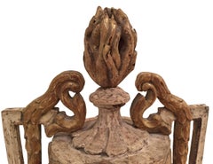 Pair of Italian Neoclassic Carved and Painted Urns