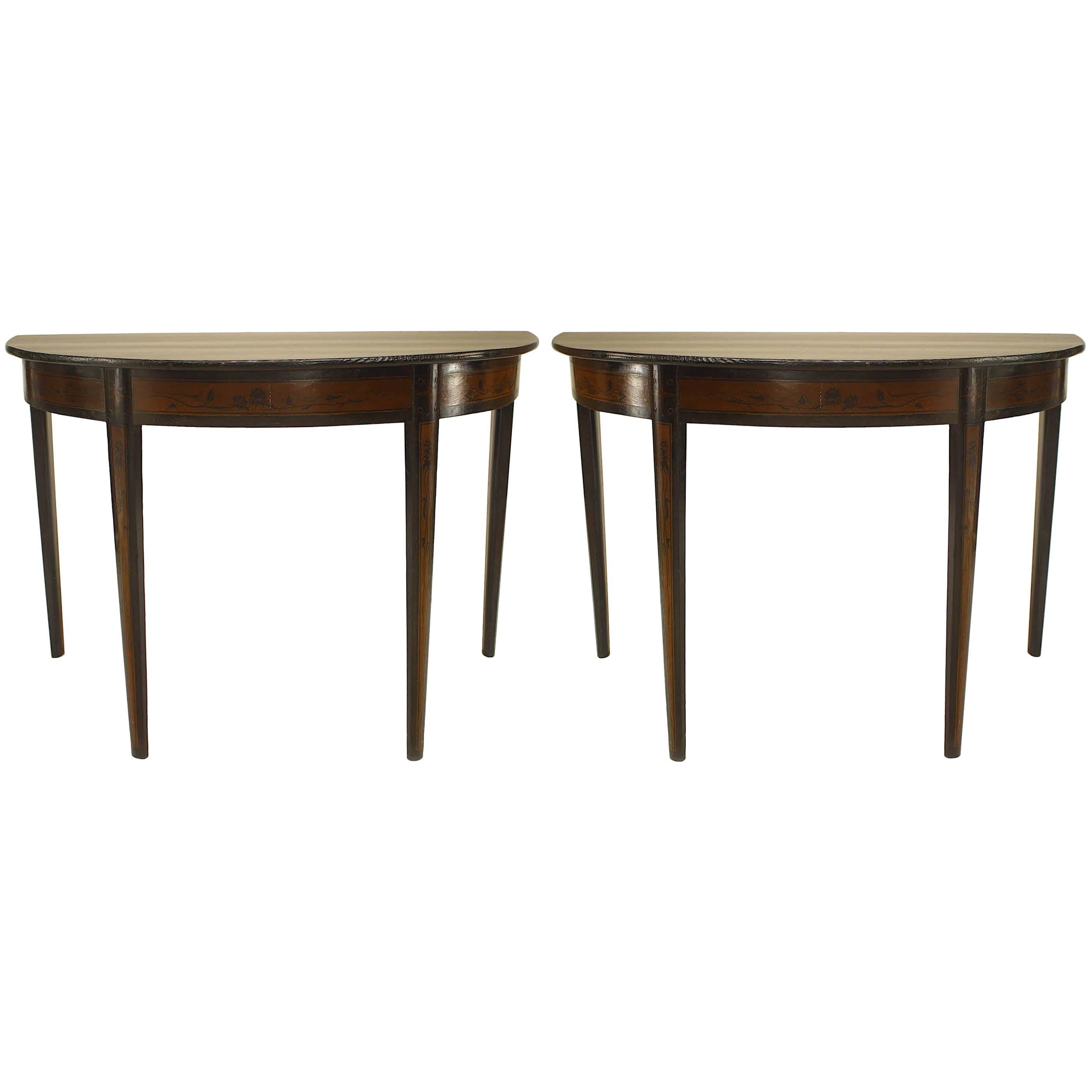 Pair of Italian Neo-Classic Rosewood Console Tables For Sale