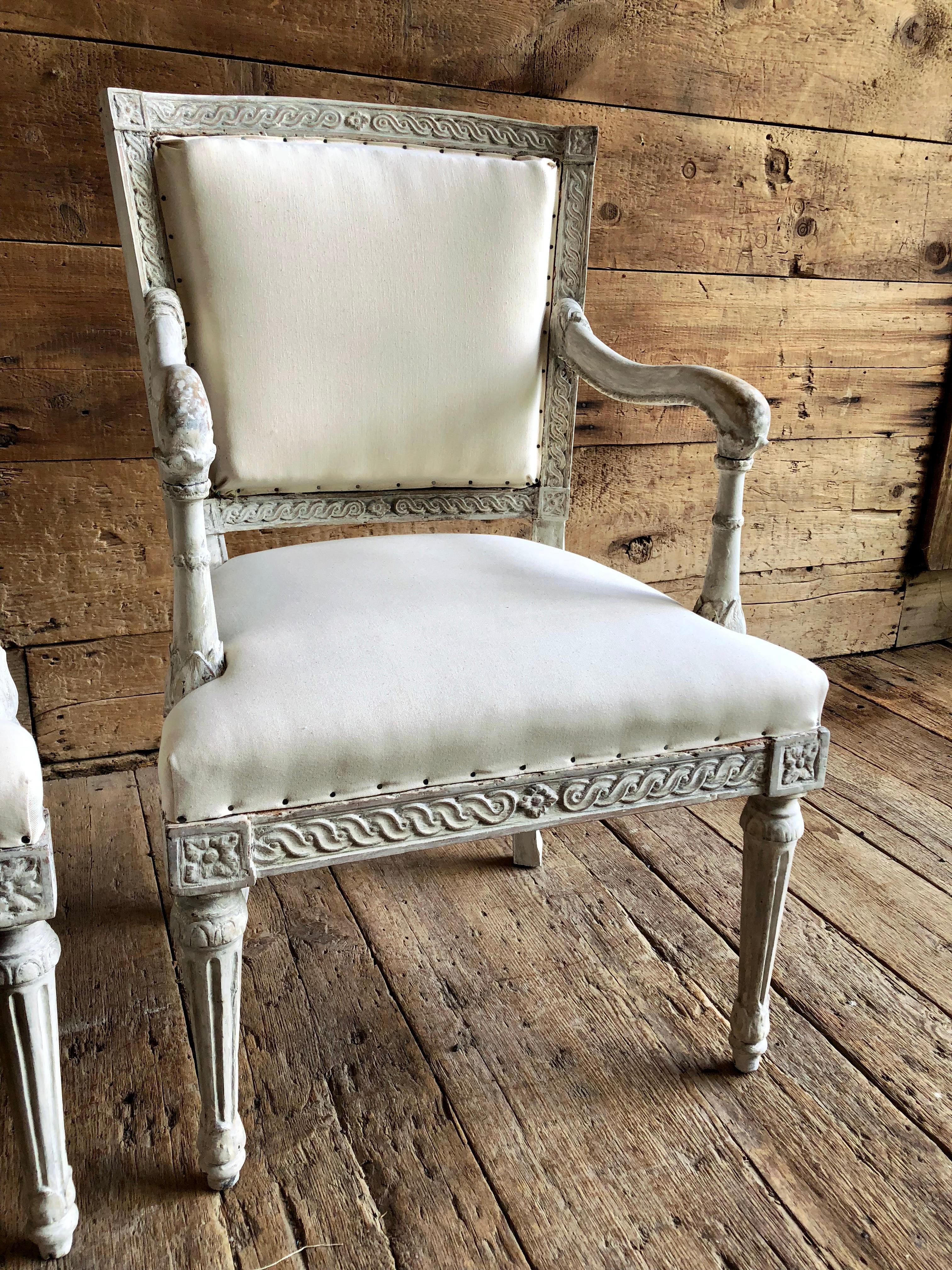 Pair of Italian Neoclassic Armchairs, 18th Century In Good Condition In Doylestown, PA