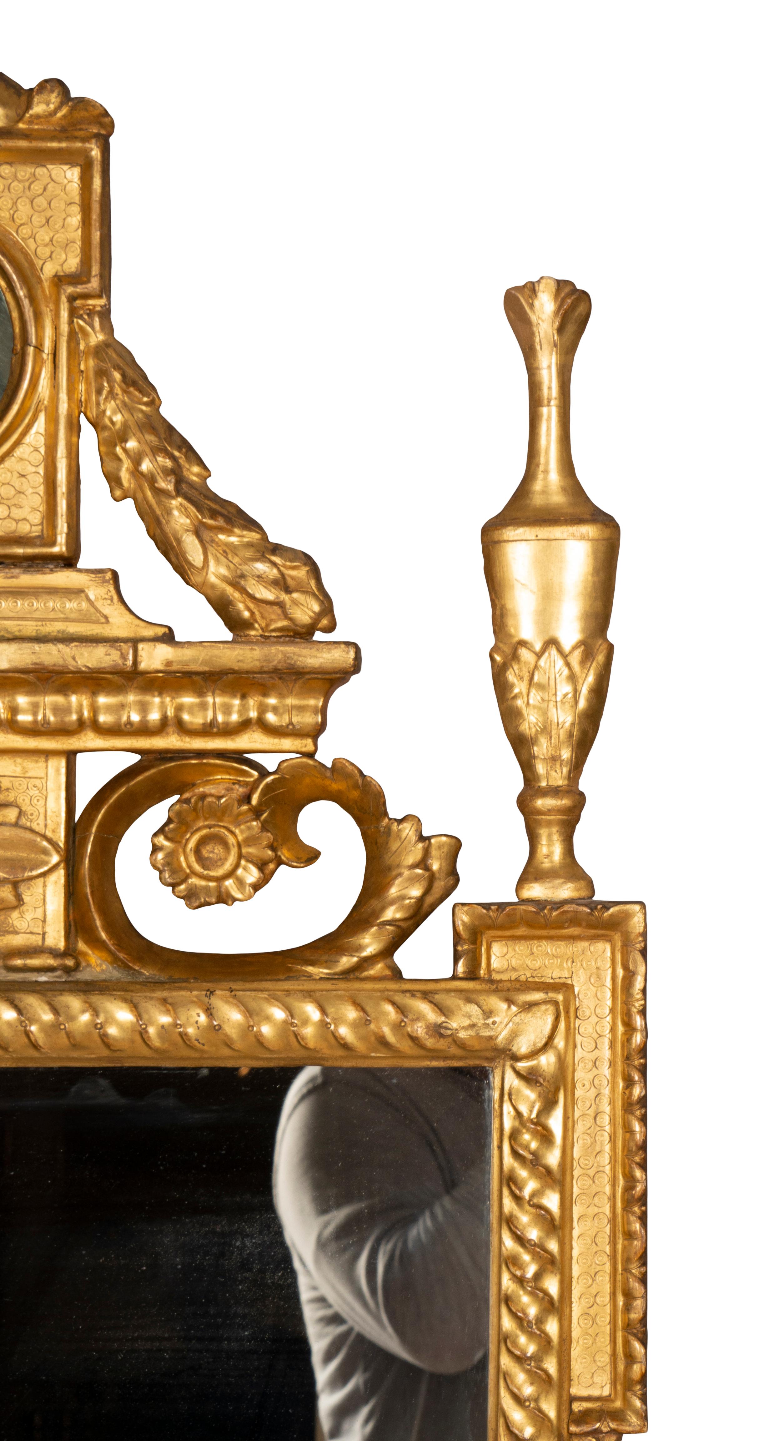 Pair of Italian Neoclassic Giltwood Mirrors For Sale 1