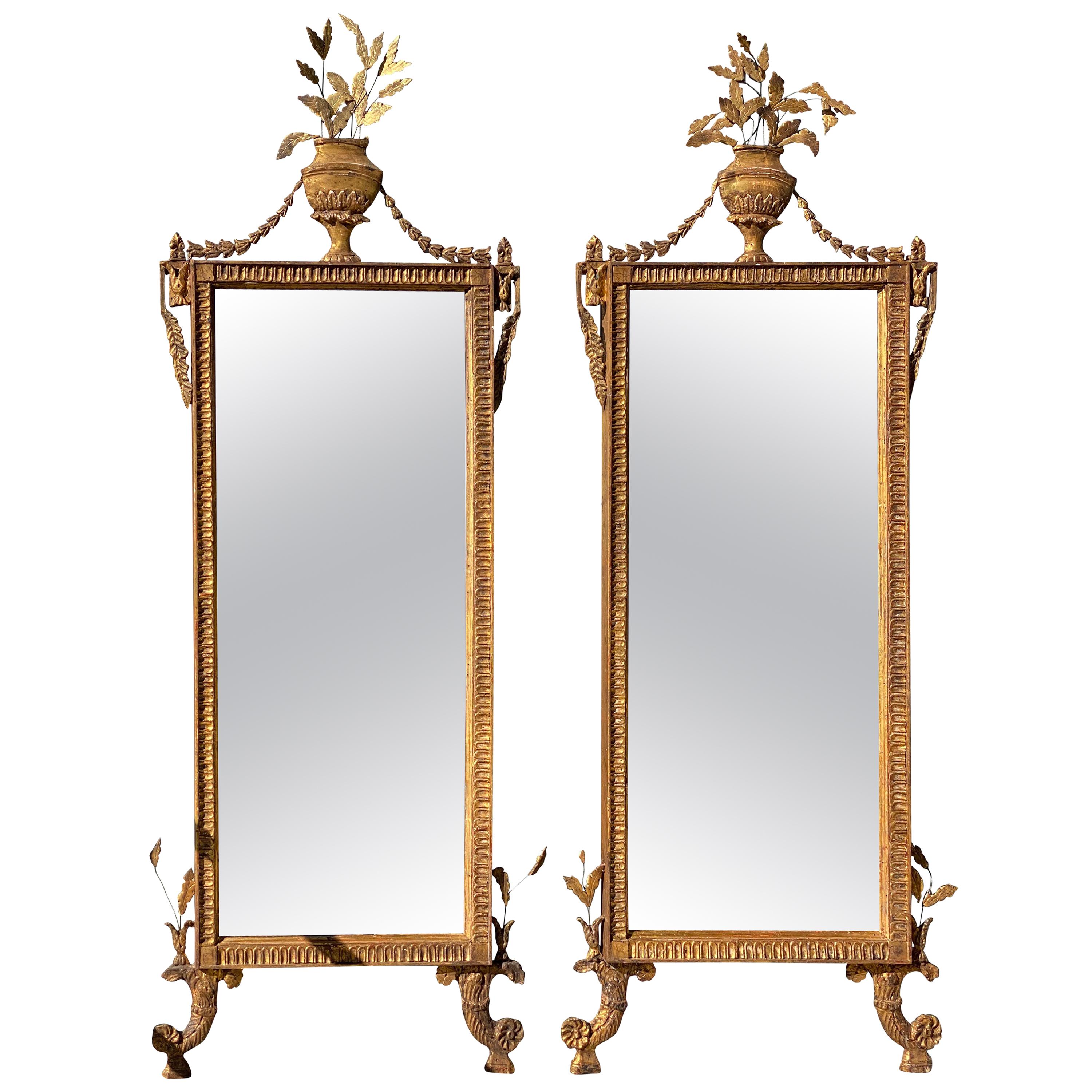 Pair of Italian Neoclassic Giltwood Mirrors