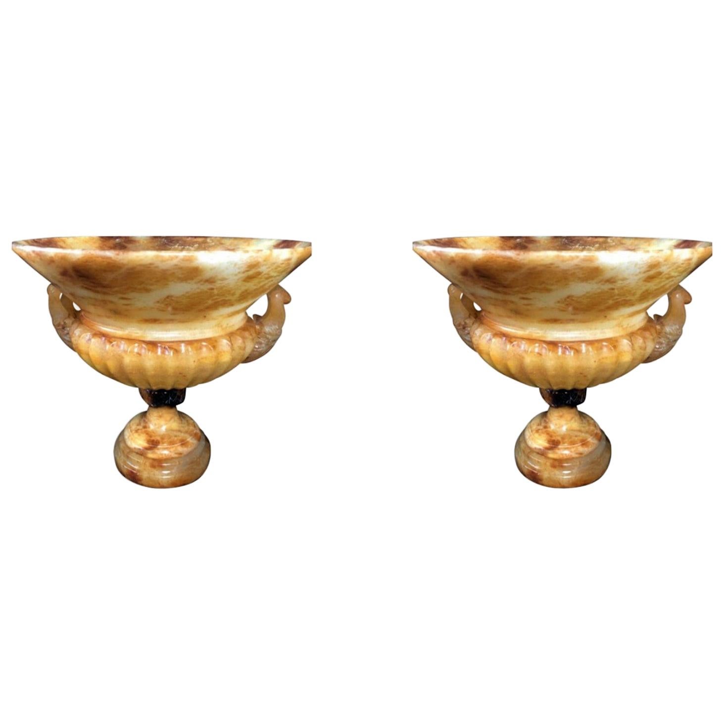 Pair of Italian Neoclassic Onyx Urns, 19th Century For Sale