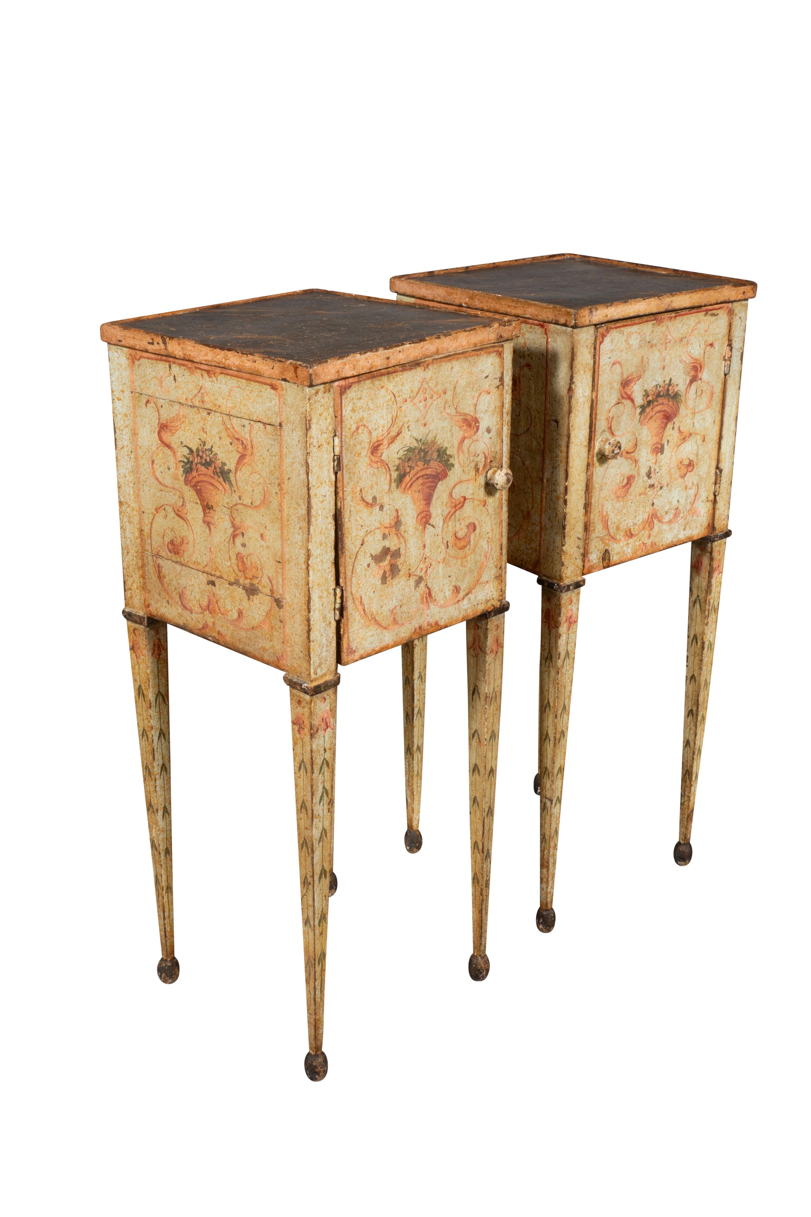 Pair Of Italian Neoclassic Painted Commodes In Good Condition For Sale In Essex, MA