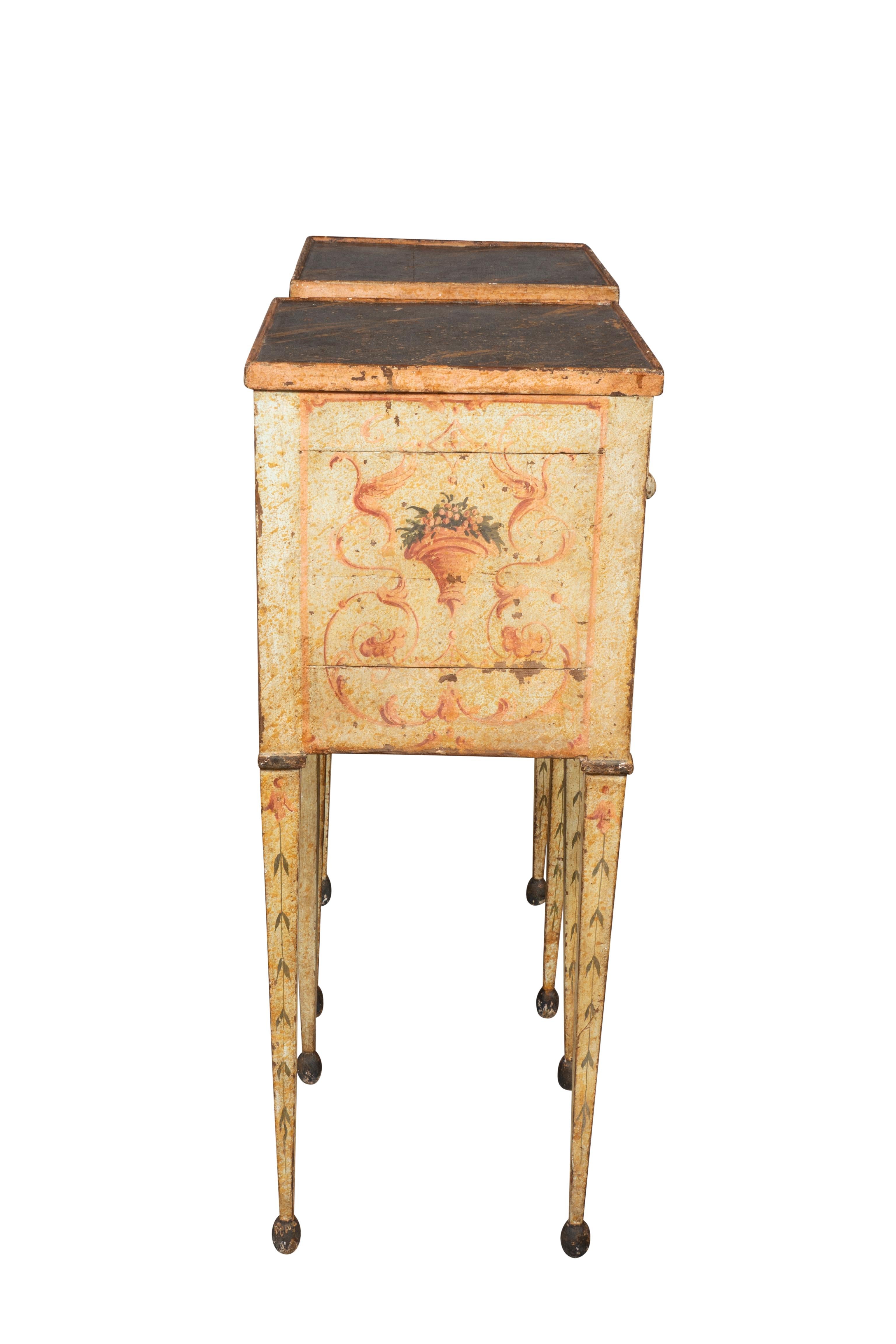 Late 18th Century Pair Of Italian Neoclassic Painted Commodes For Sale