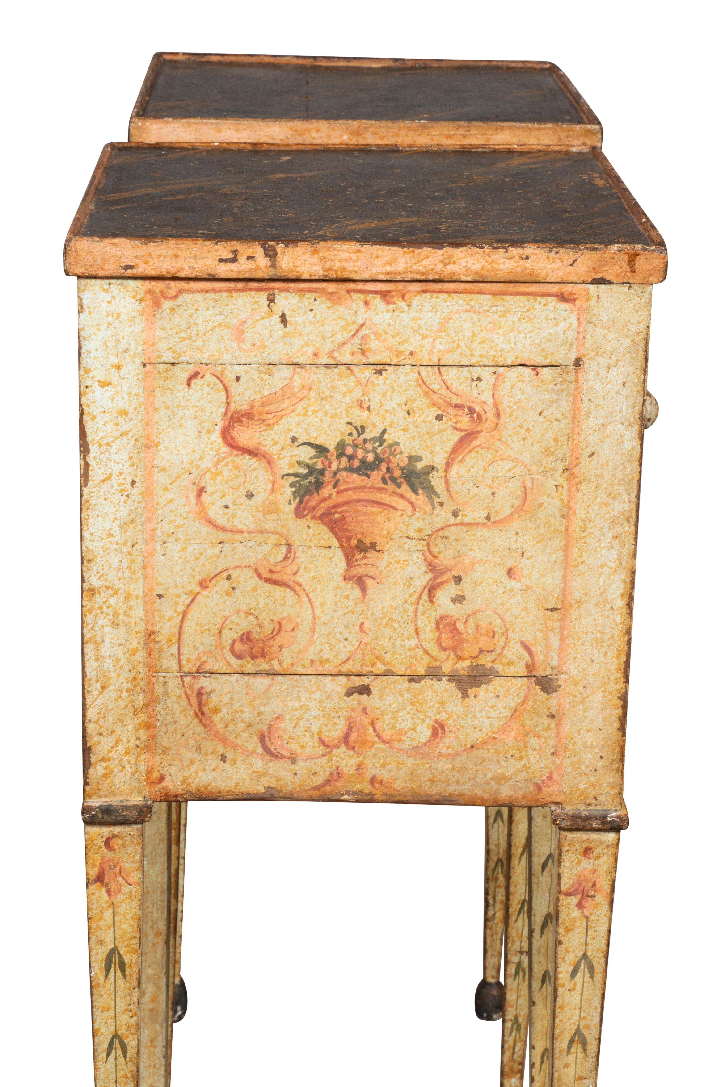 Pine Pair Of Italian Neoclassic Painted Commodes For Sale