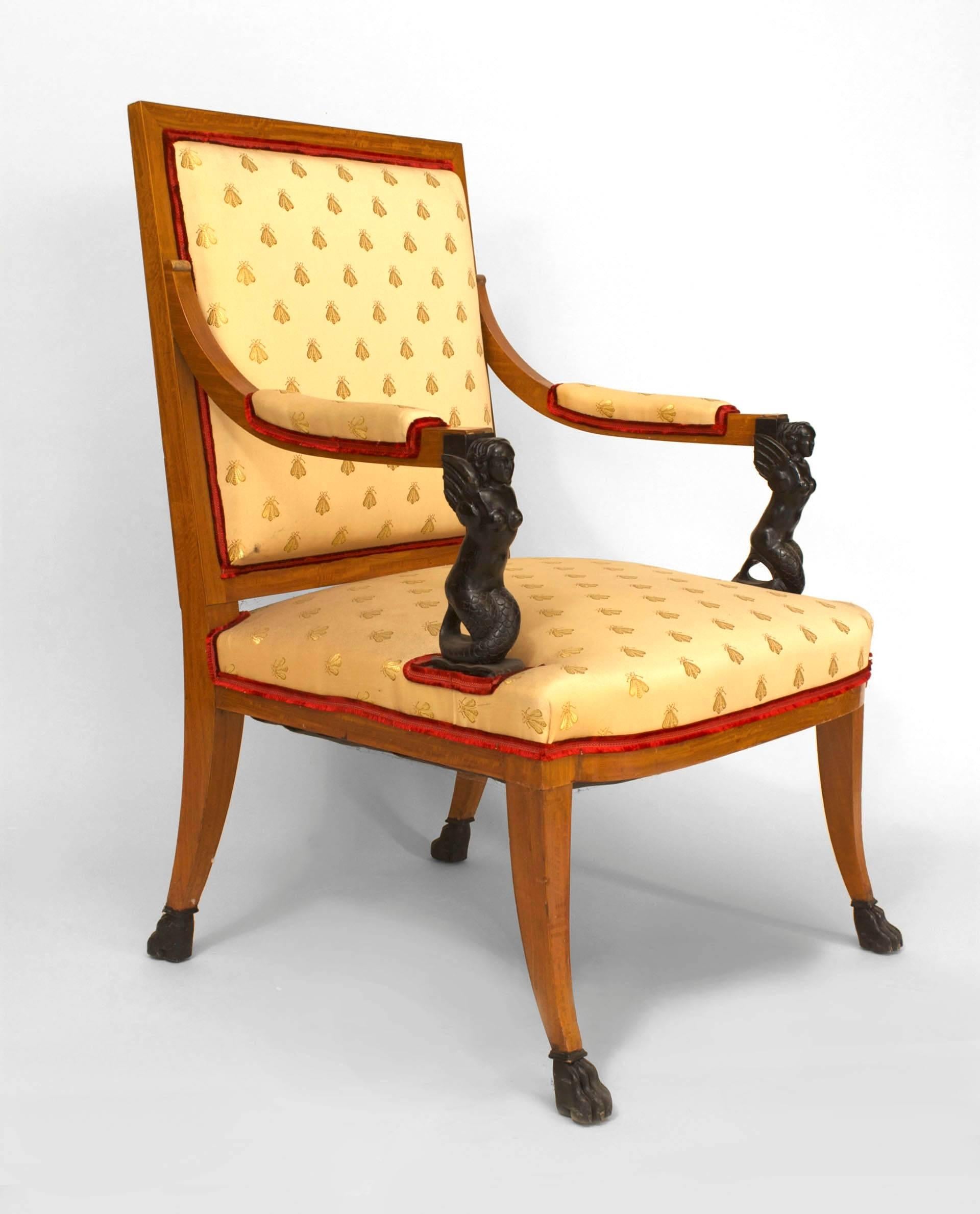 Neoclassico Coppia di poltrone aperte italiane in stile neoclassico del XIX secolo in vendita