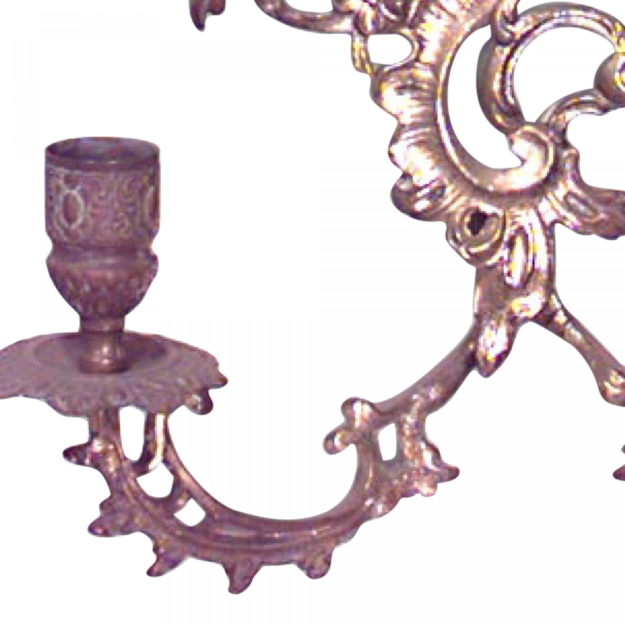 Hand-Crafted Pair of Italian Neoclassic Style Bronze Dore Filigree Wall Sconces For Sale
