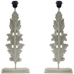 Pair of Italian Neoclassic Style Metal Leaf Lamps Pair of Italian Neoclassic Style Metal Leaf Lamps