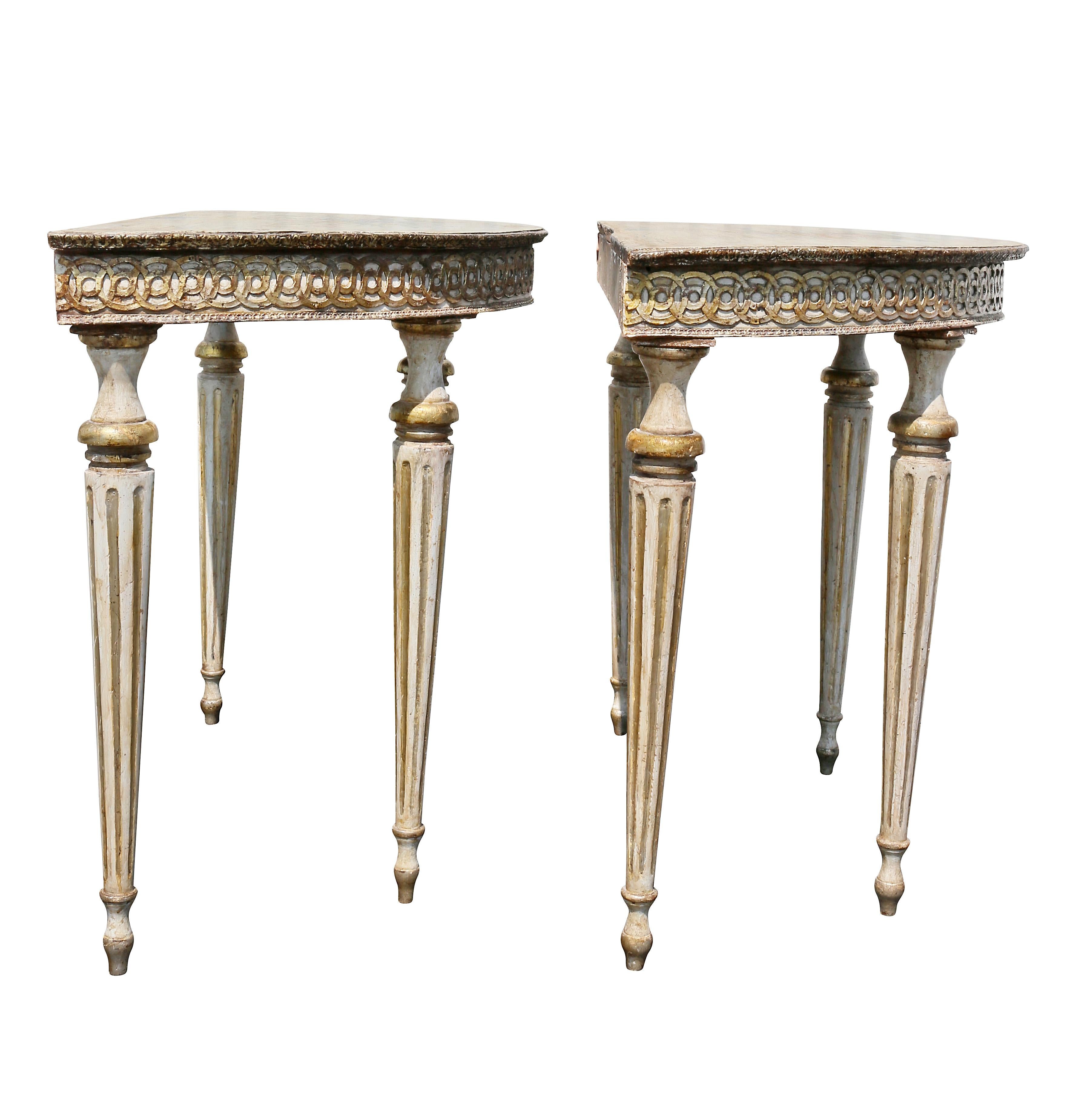 Pair of Italian Neoclassic Style Painted Console Tables 6