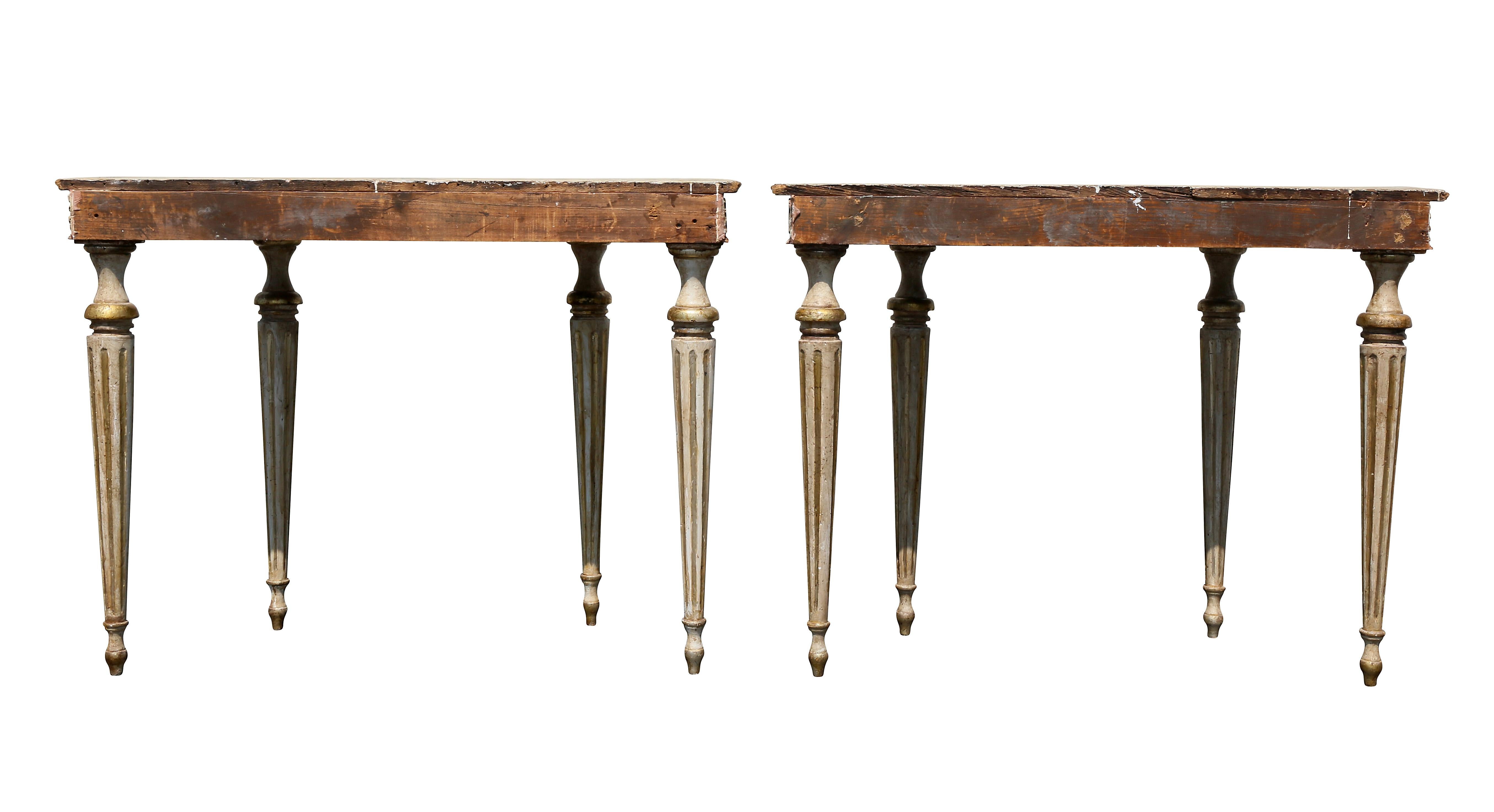 Pair of Italian Neoclassic Style Painted Console Tables 7