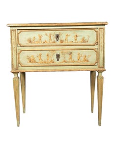 Pair Of Italian Neoclassic Style Painted Petit Commodes