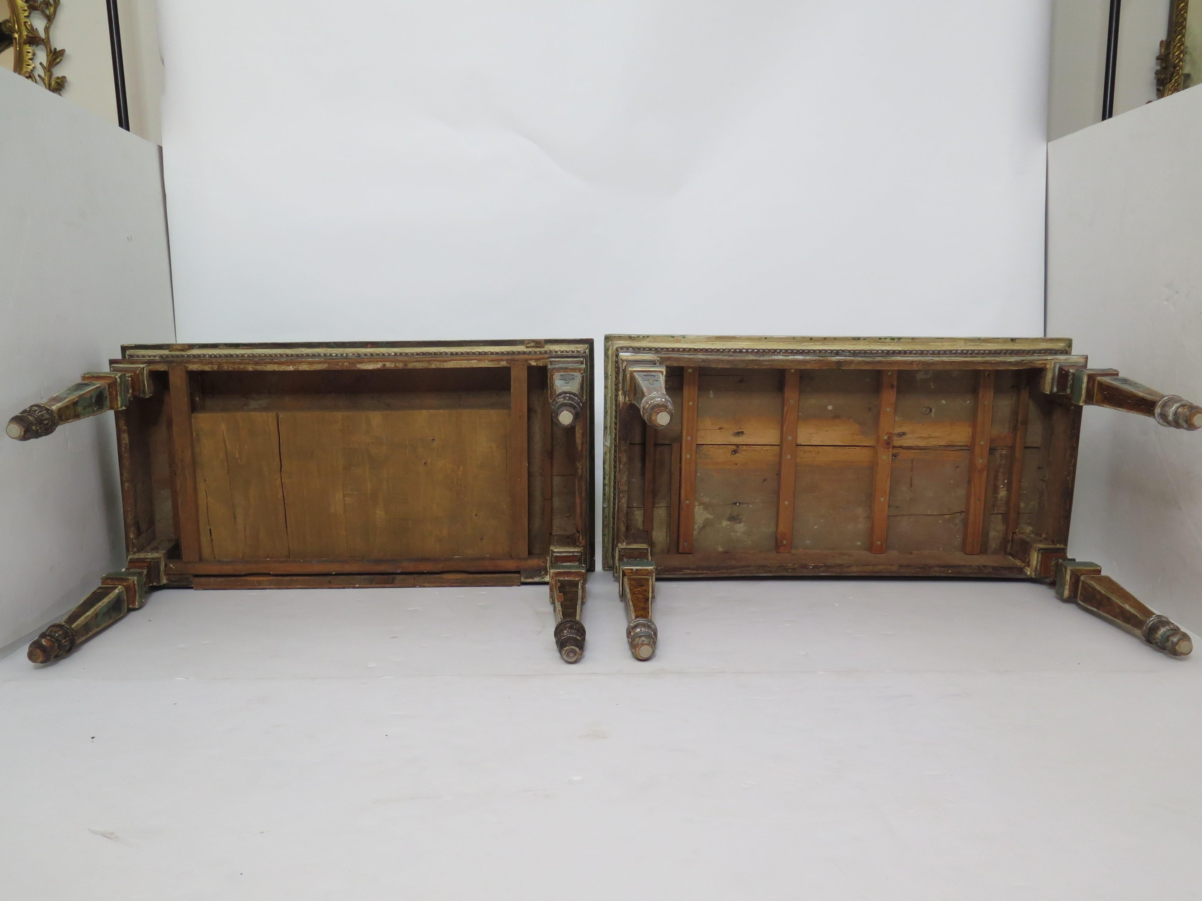 Pair of Italian Neoclassic Style Polychrome Painted Console Tables For Sale 6