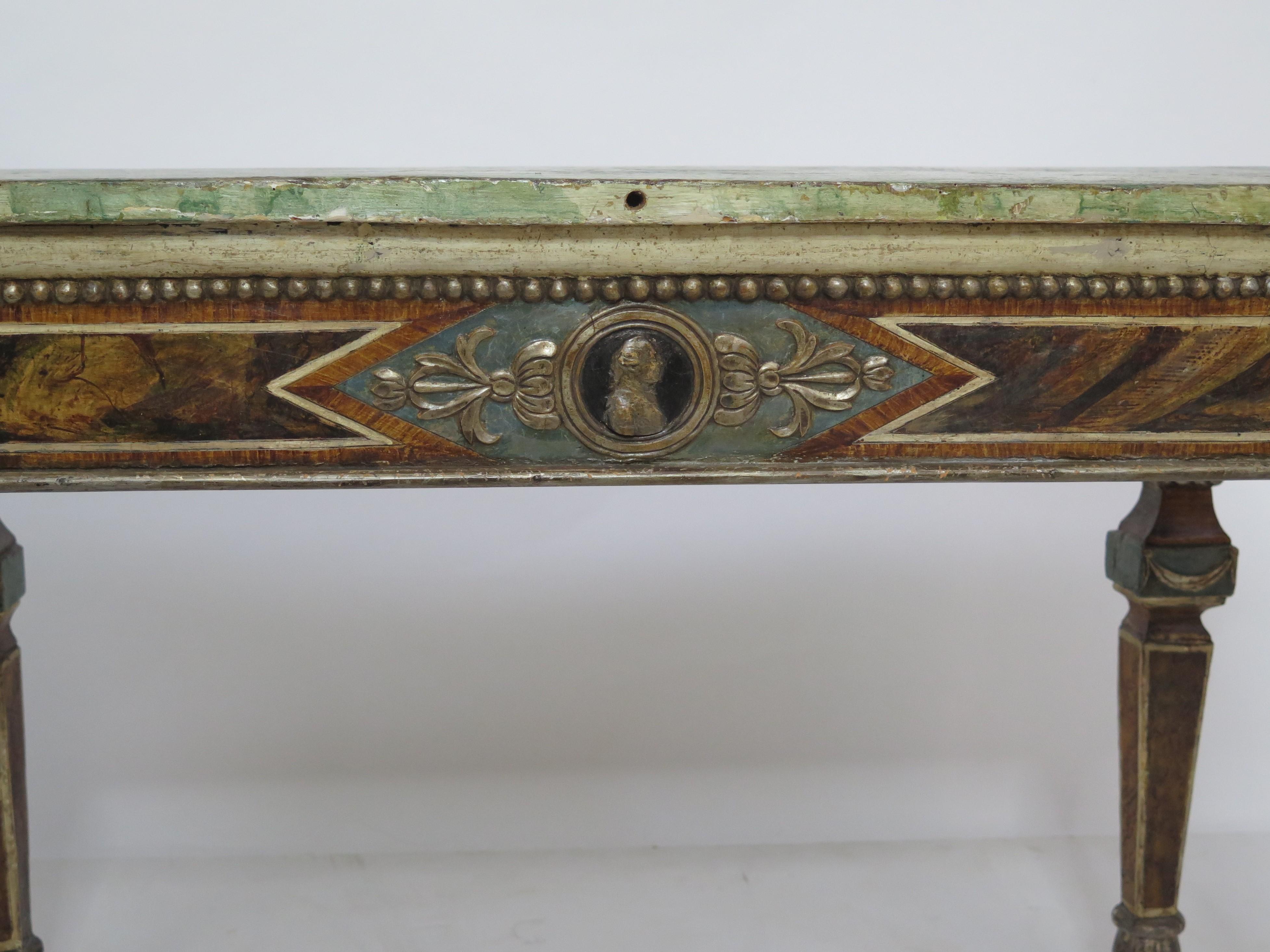 Pair of Italian Neoclassic Style Polychrome Painted Console Tables For Sale 10