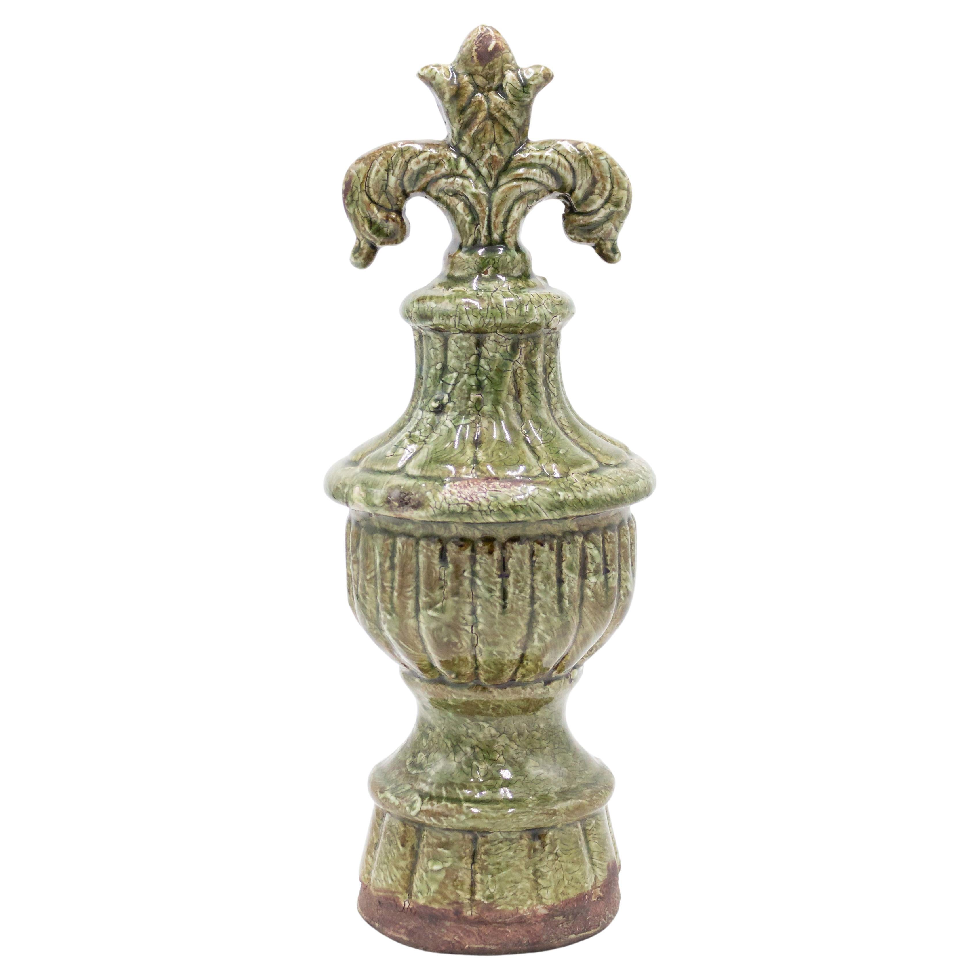 Pair of Chinese Decorated TerraCotta Figures For Sale at 1stDibs