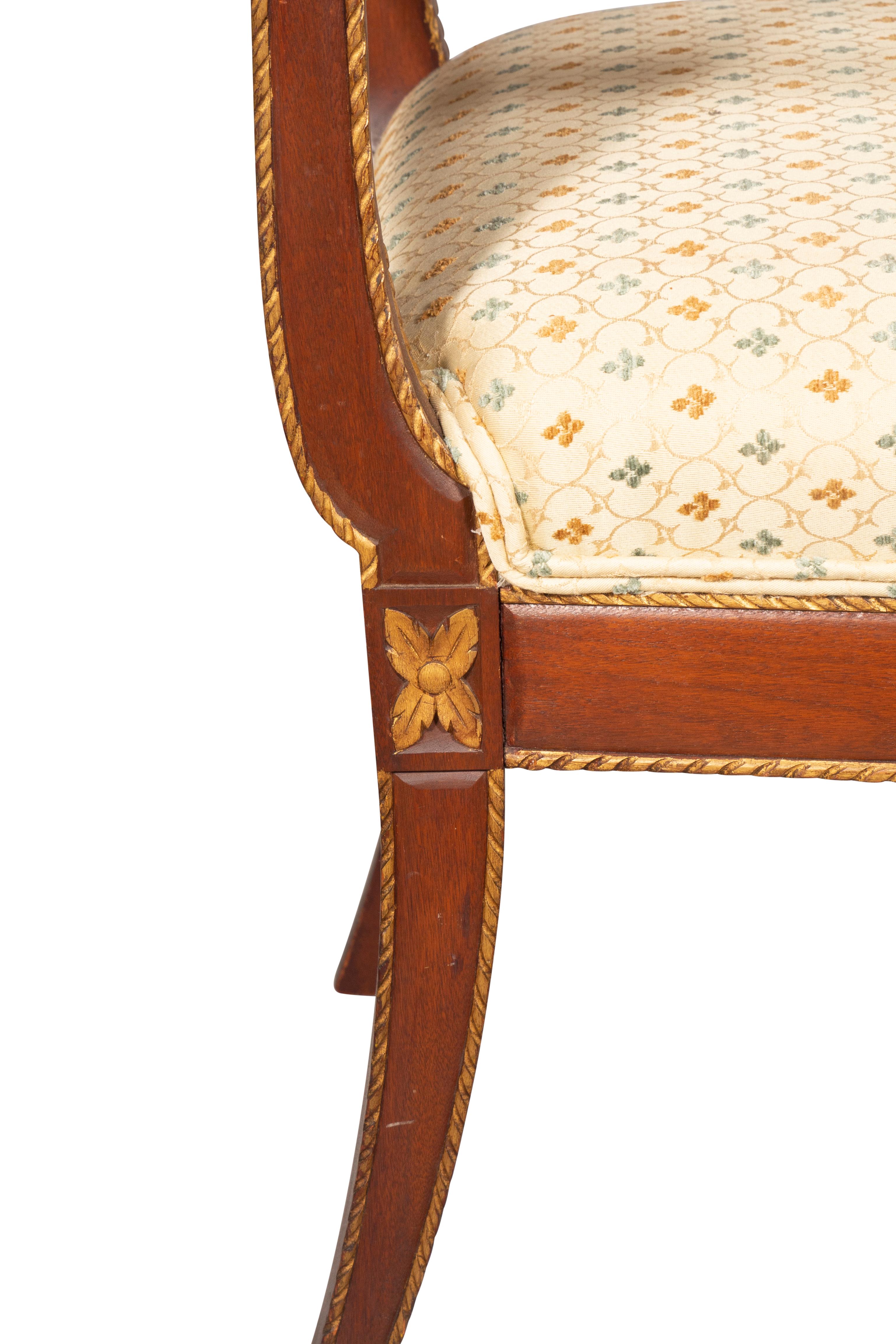 Pair of Italian Neoclassic Style Walnut Armchairs 2
