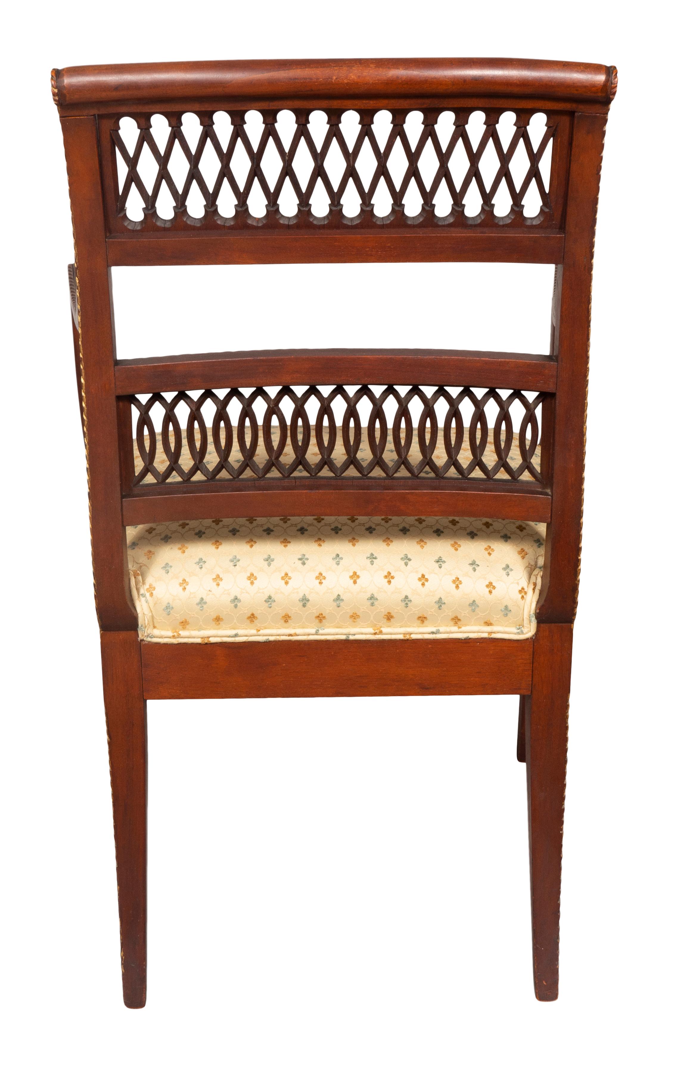 Pair of Italian Neoclassic Style Walnut Armchairs 3