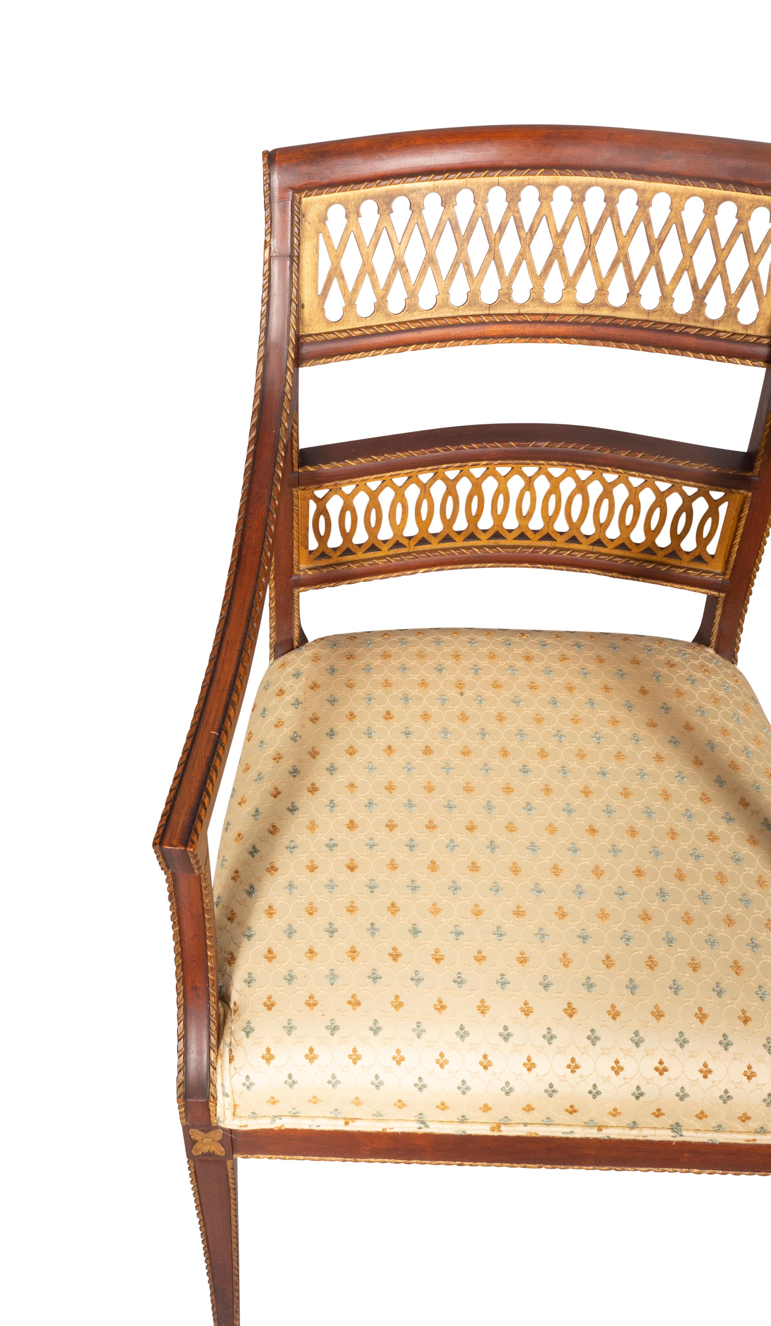 Pair of Italian Neoclassic Style Walnut Armchairs 7