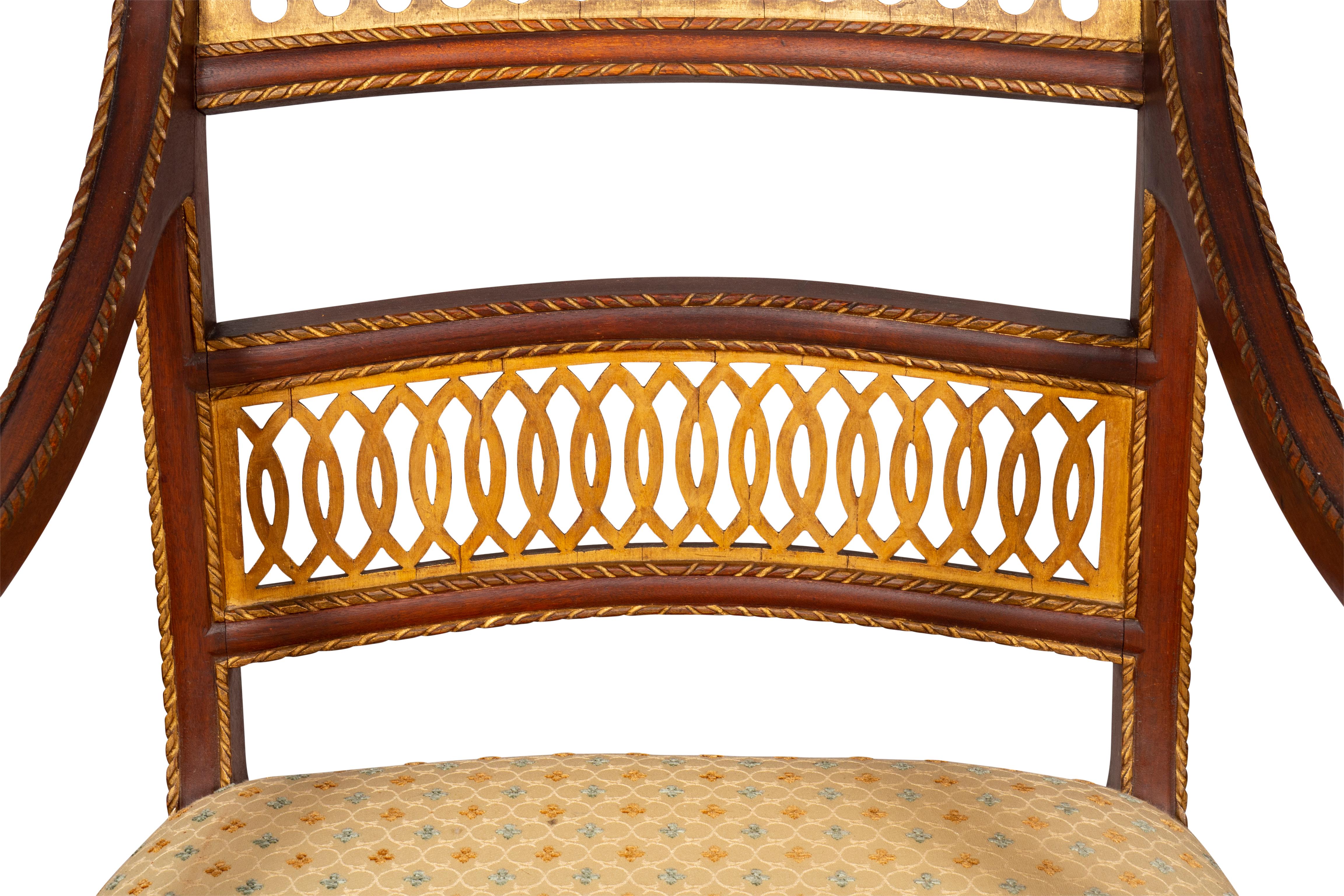 Pair of Italian Neoclassic Style Walnut Armchairs 9