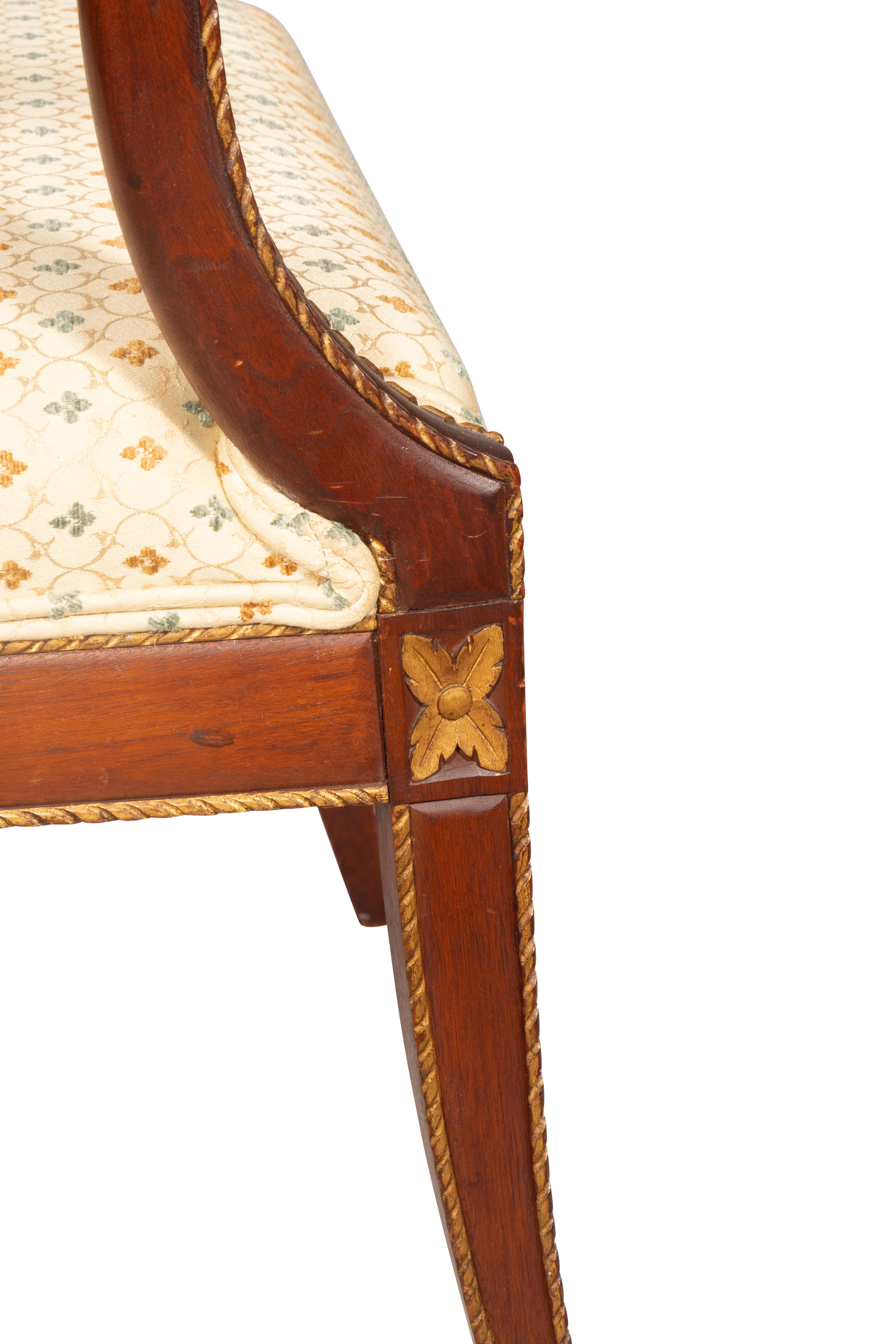 Pair of Italian Neoclassic Style Walnut Armchairs 1