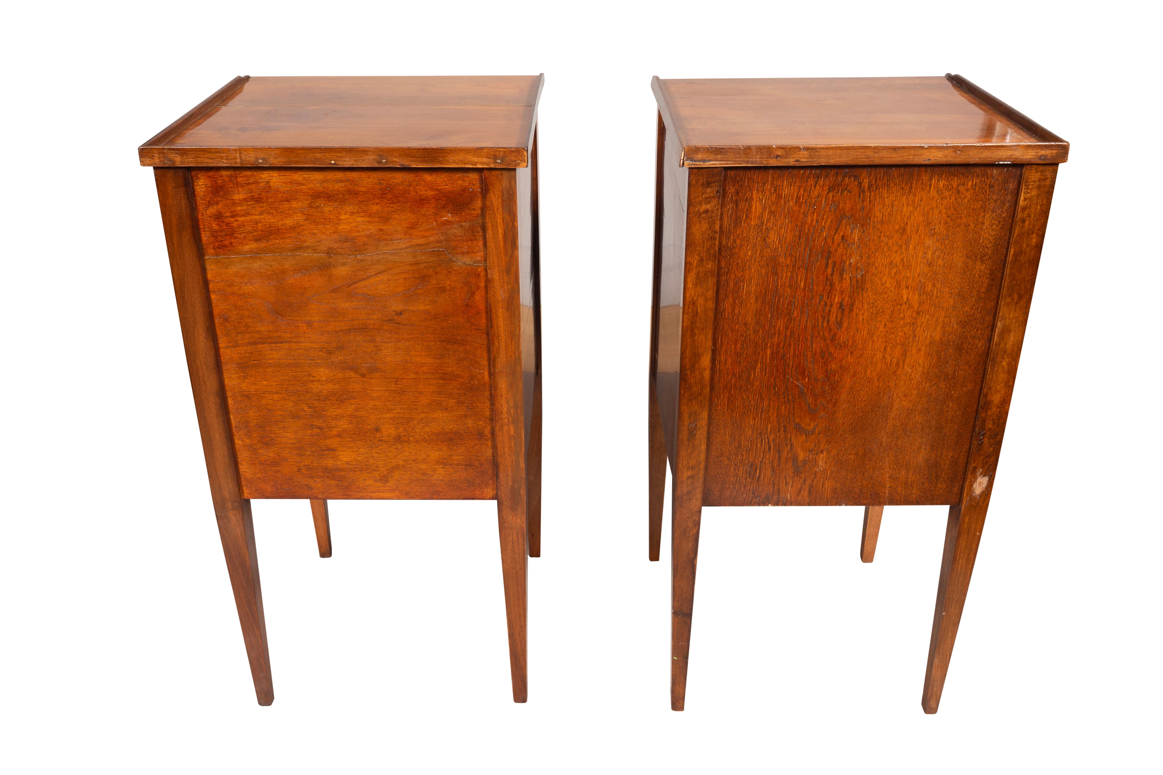 Pair Of Italian Neoclassic Style Walnut Side Tables In Good Condition For Sale In Essex, MA