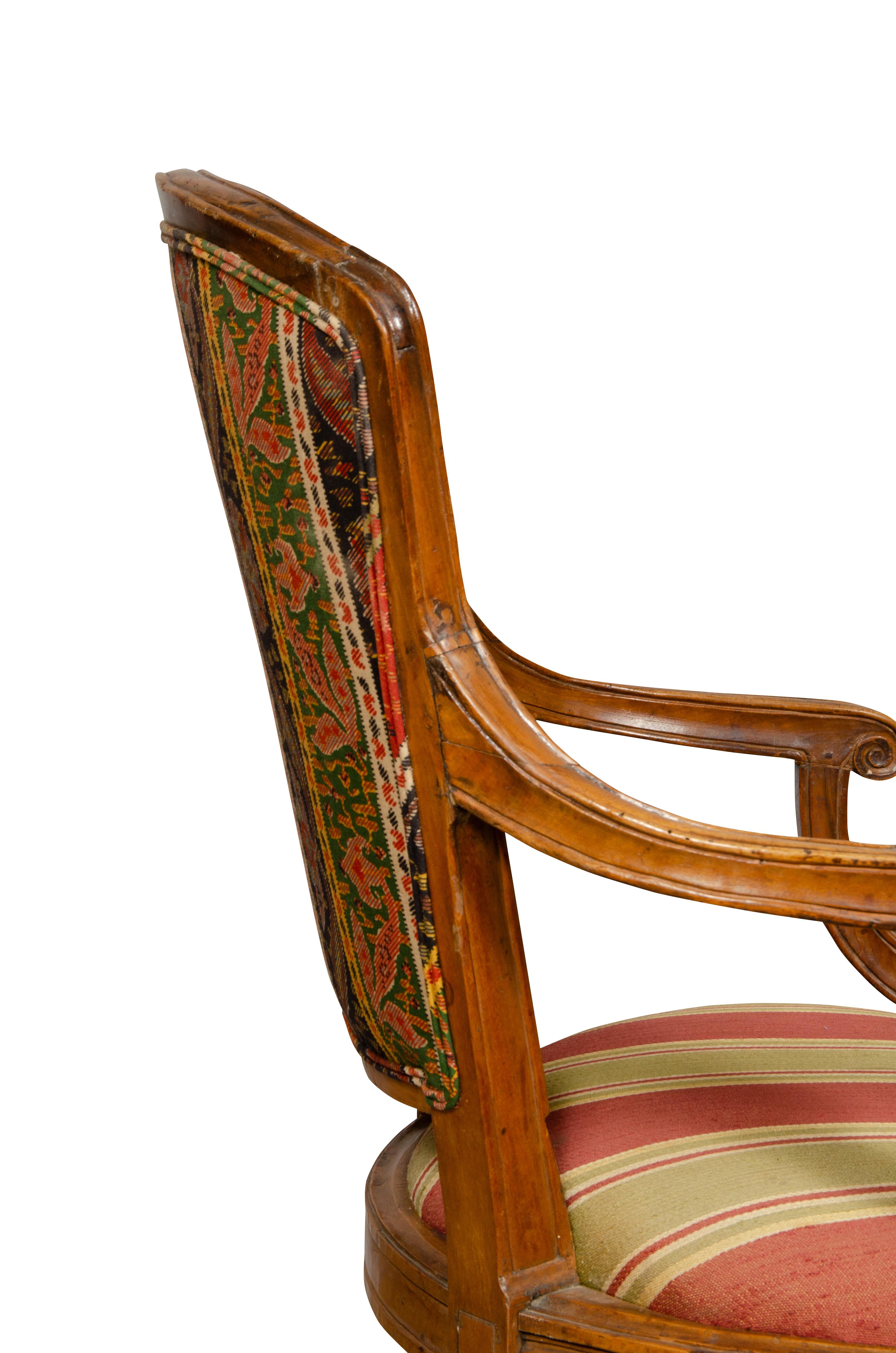 Pair of Italian Neoclassic Walnut Armchairs 6