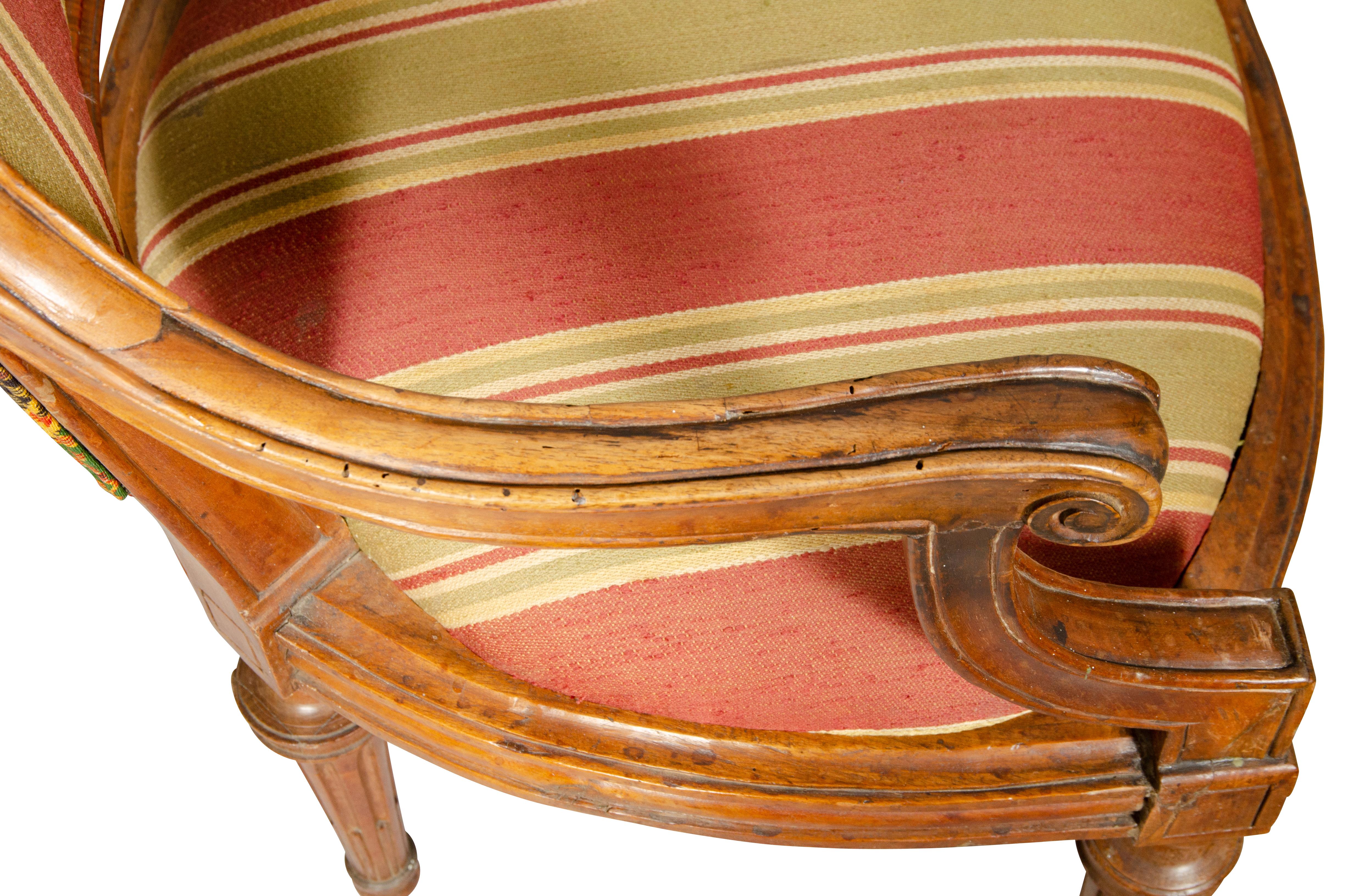 Pair of Italian Neoclassic Walnut Armchairs 7