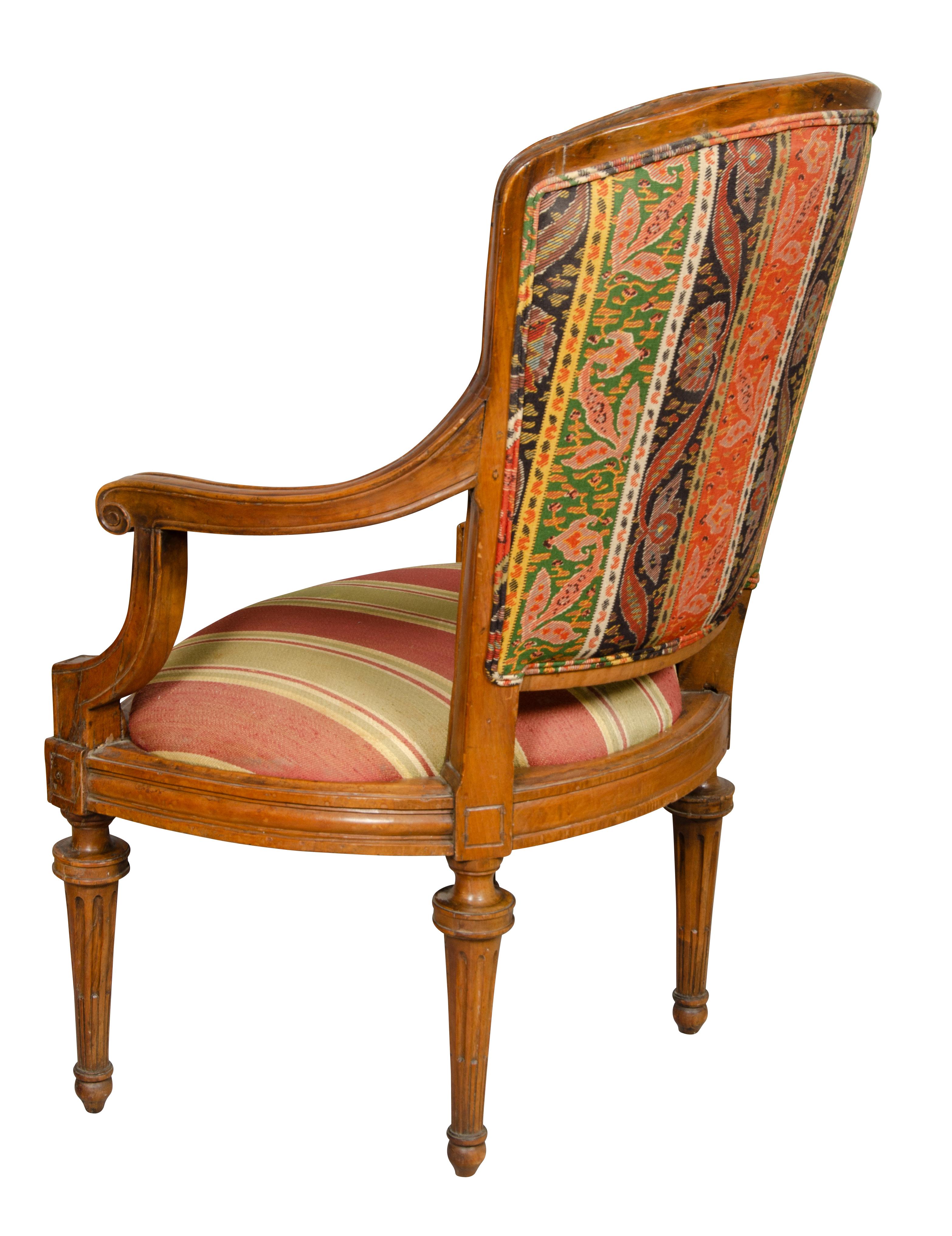 Pair of Italian Neoclassic Walnut Armchairs 11