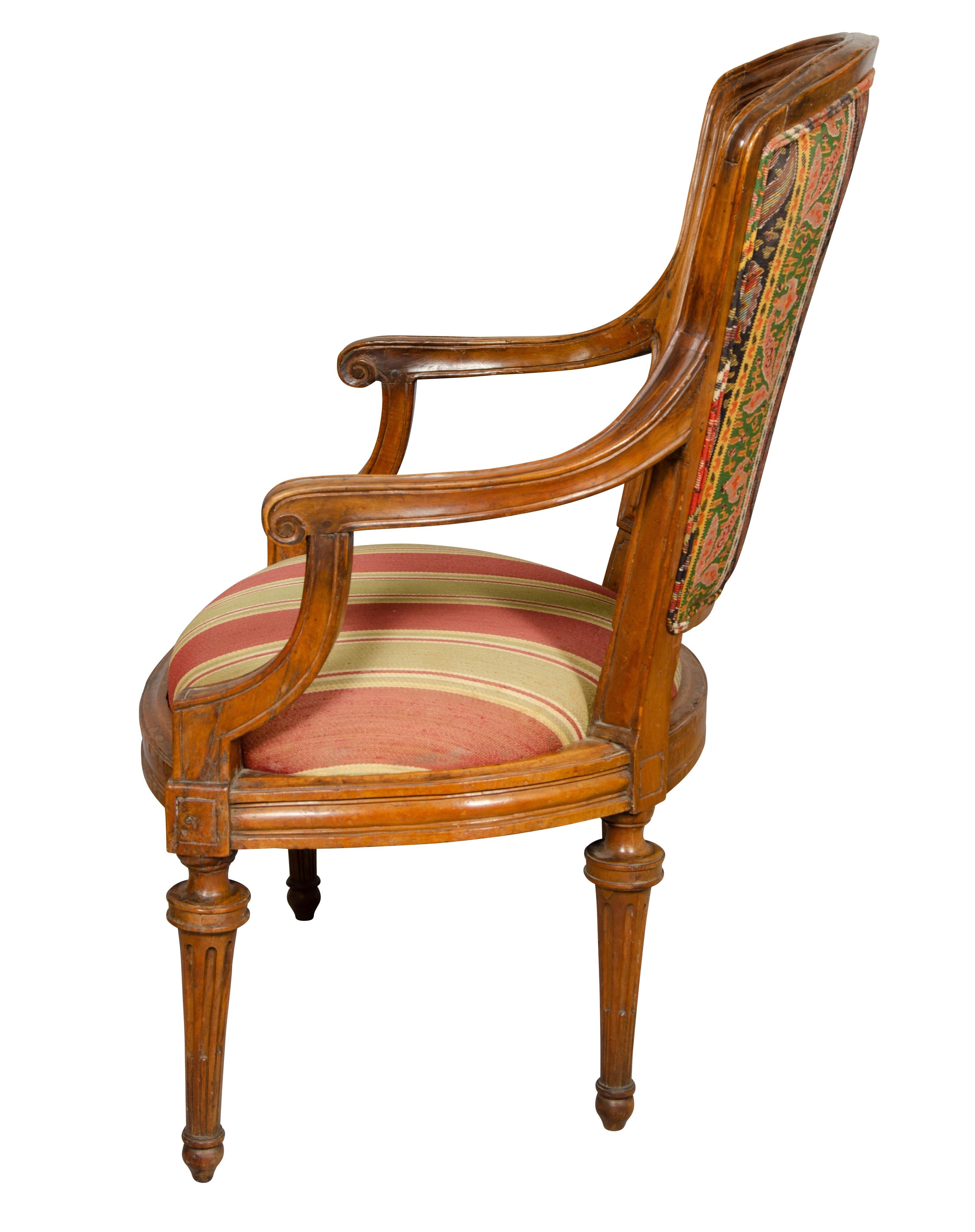 Pair of Italian Neoclassic Walnut Armchairs 13