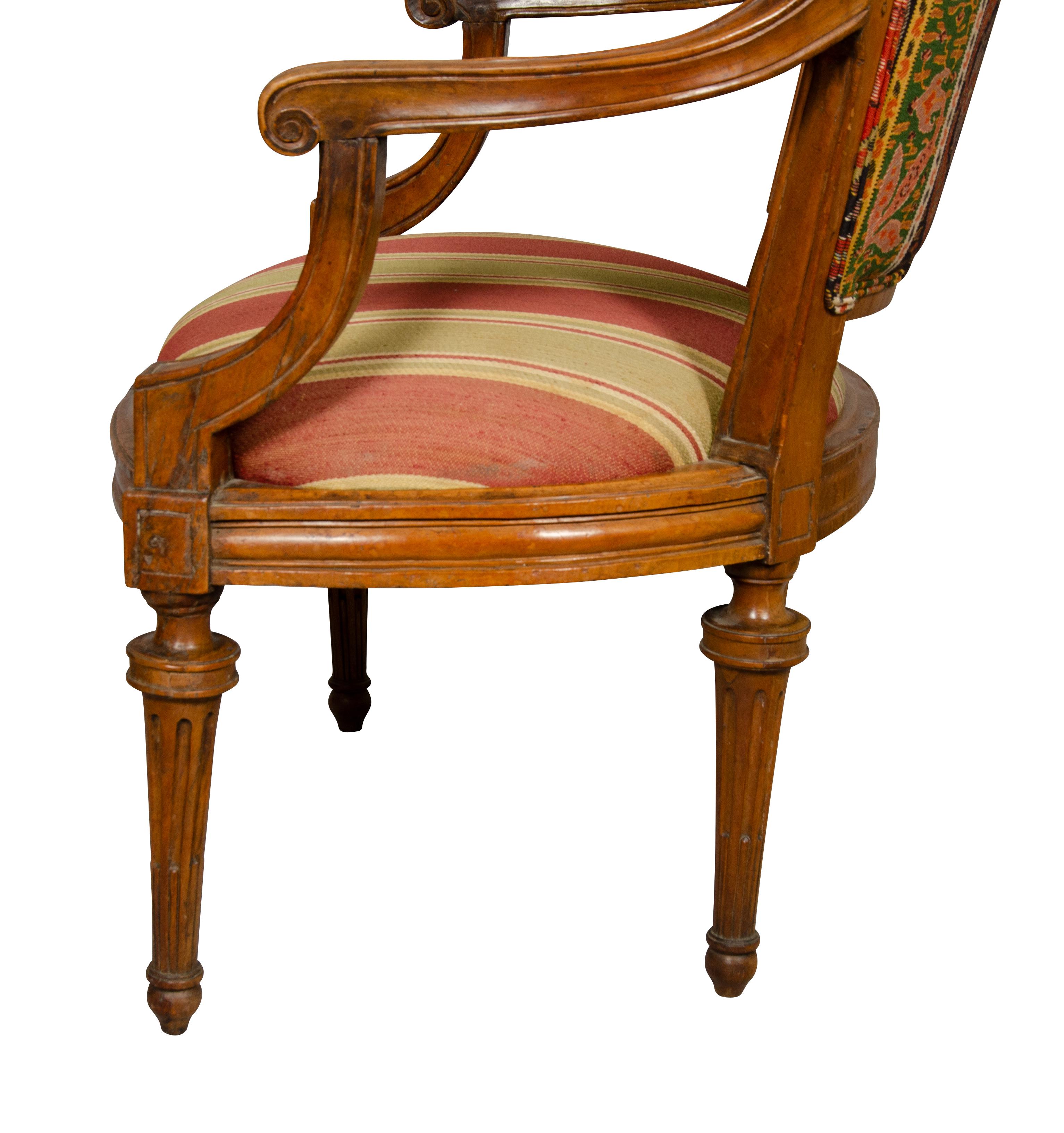 Pair of Italian Neoclassic Walnut Armchairs 14