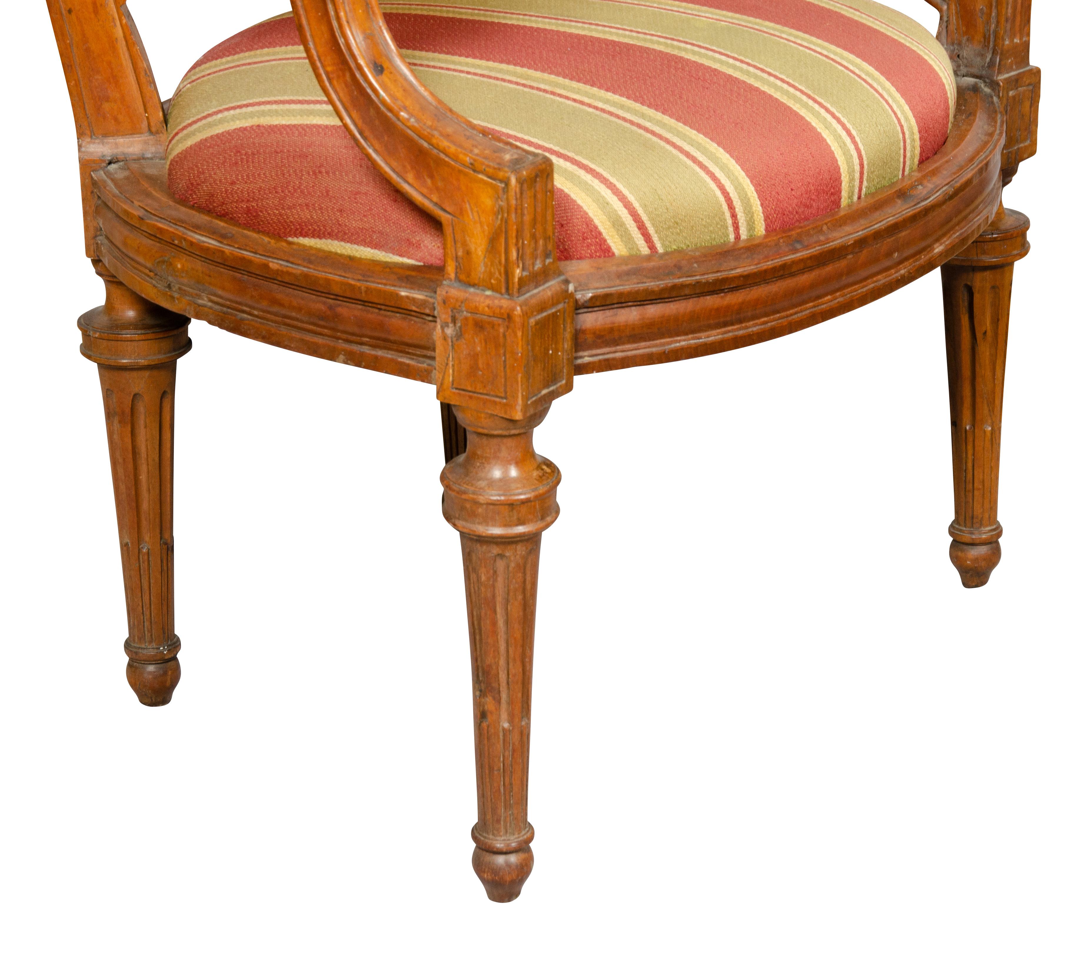 Pair of Italian Neoclassic Walnut Armchairs 3