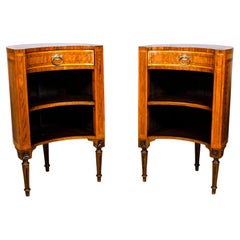 Antique Pair of Italian Neoclassic Walnut Commodini