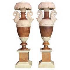 Antique Pair of Italian Neoclassical Alabaster Lamps