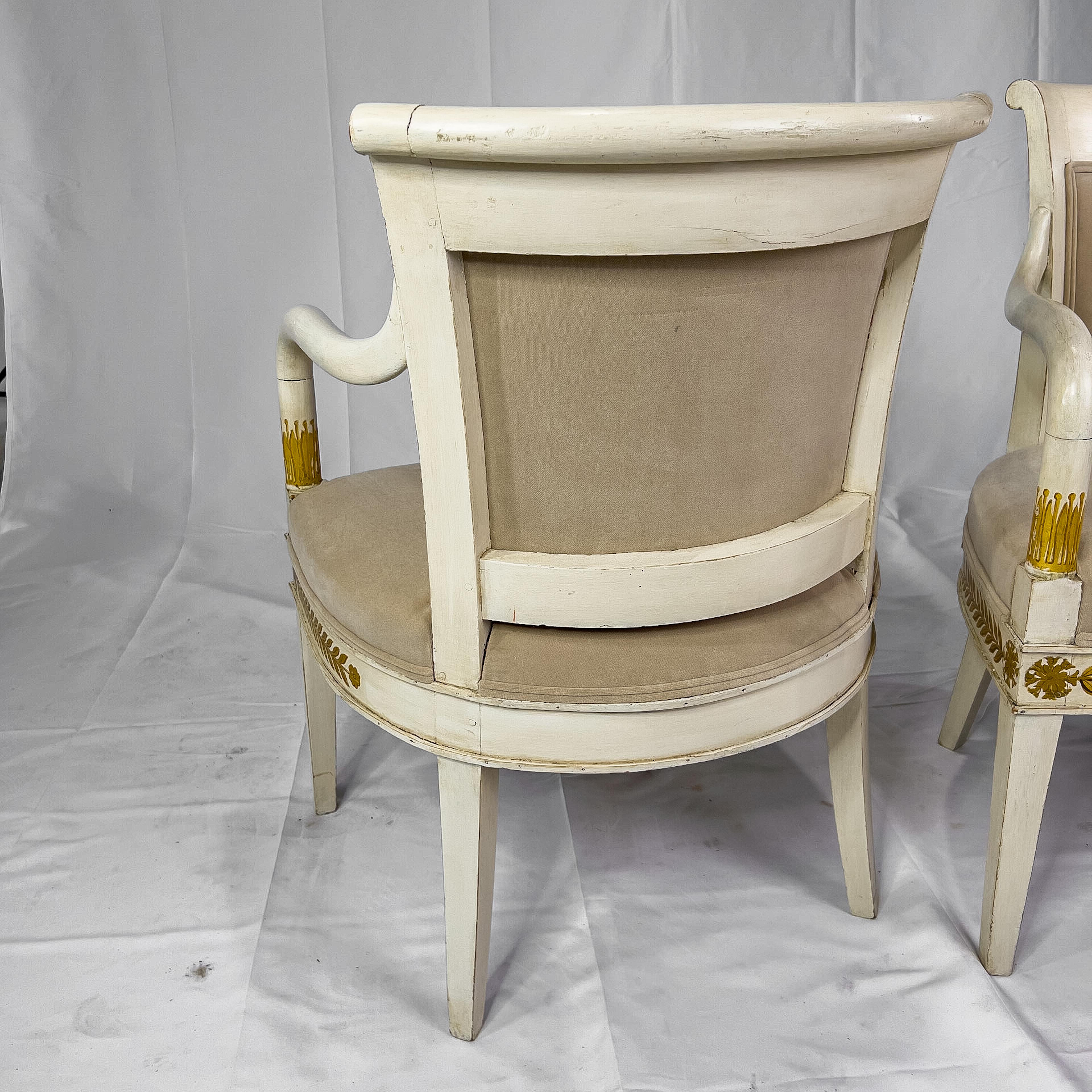 Pair of Italian Neoclassical Armchairs For Sale 5