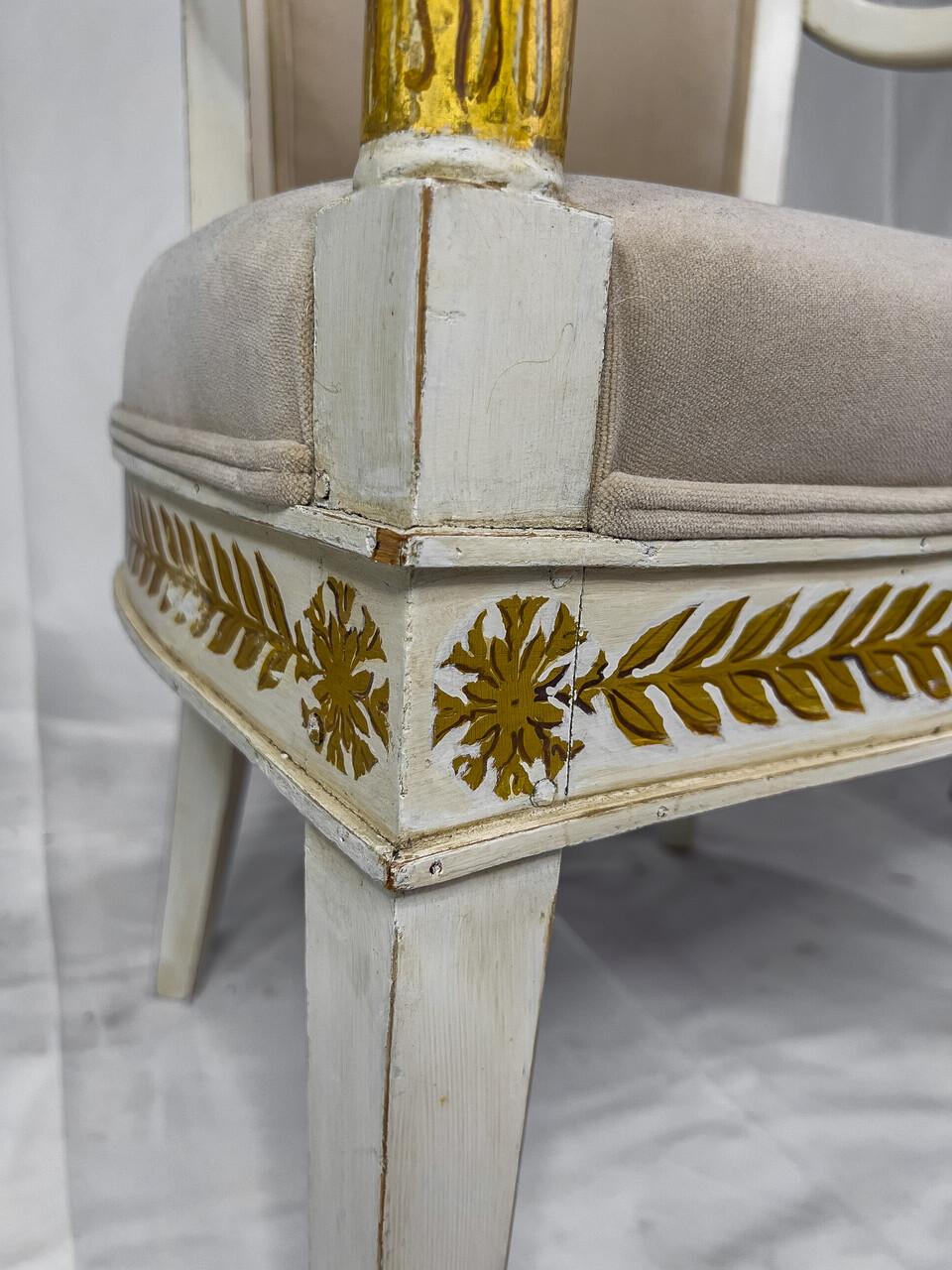 Pair of Italian Neoclassical Armchairs For Sale 1